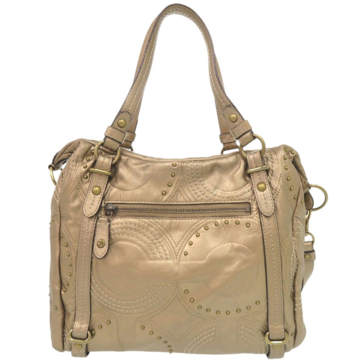Coach Gold Leather Handbag Shoulder Bag Tote Bag (Pre-Owned)
