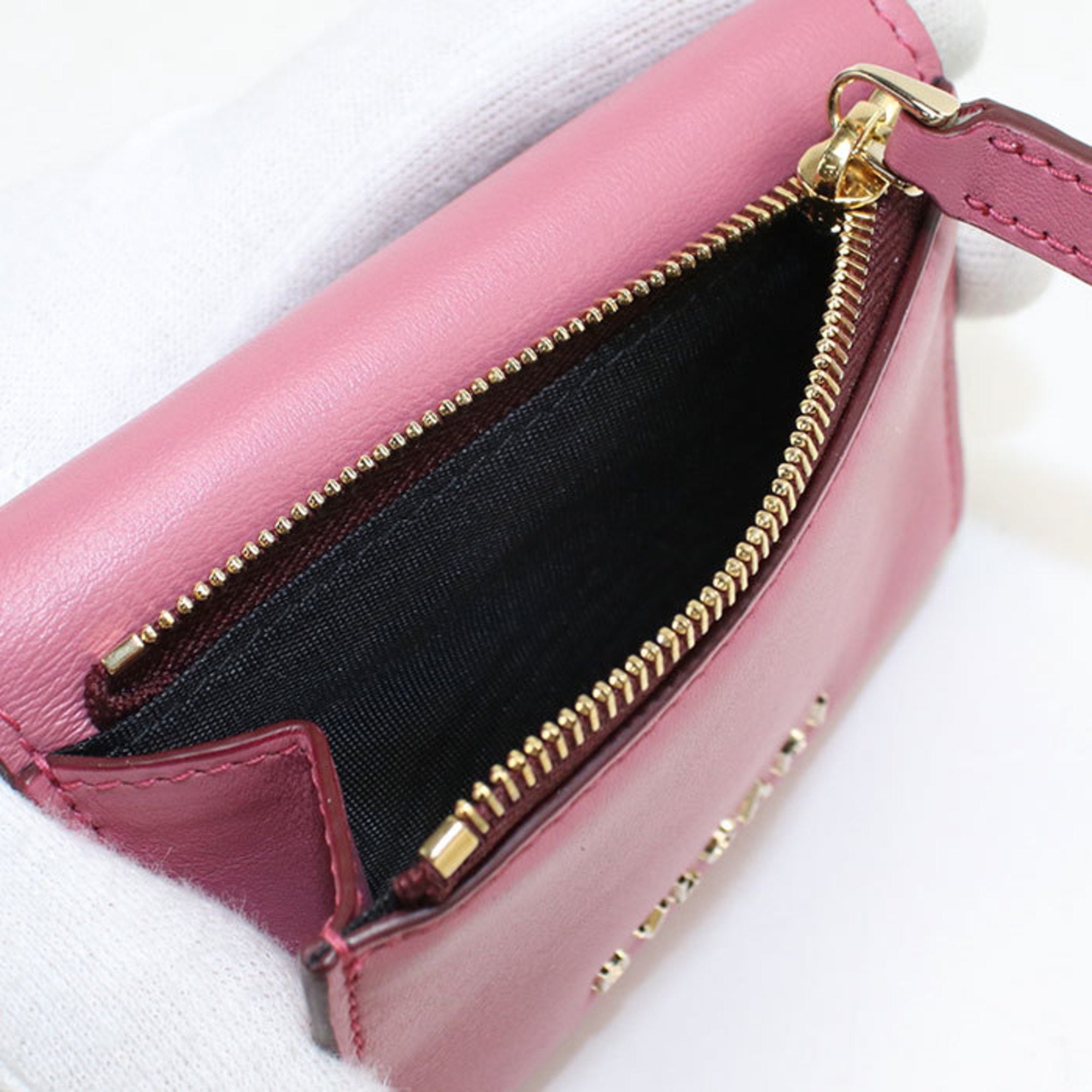 Bvlgari Pink Leather Wallet (Tri-Fold) (Pre-Owned)