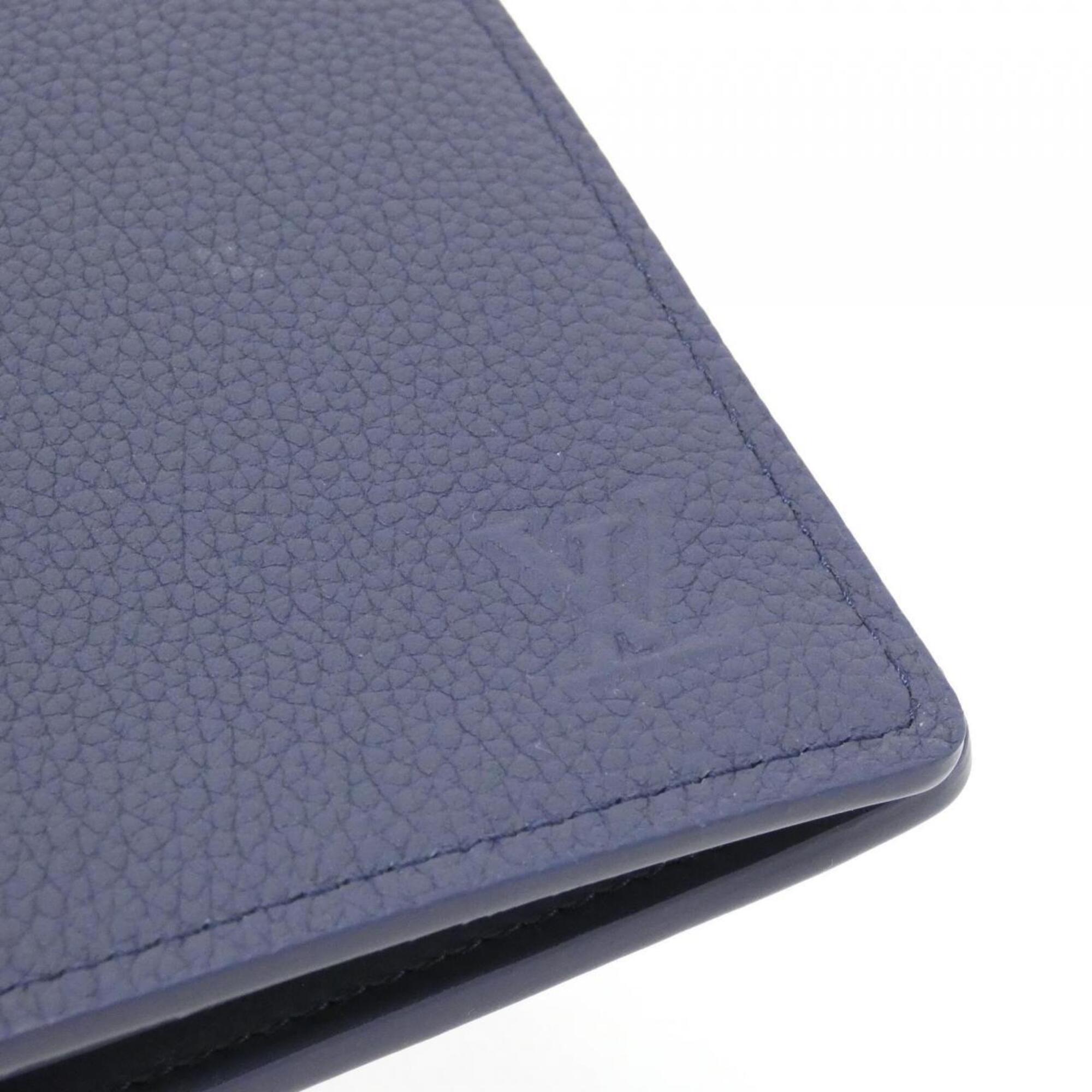 Louis Vuitton Navy Leather Long Wallet (Bi-Fold) (Pre-Owned)