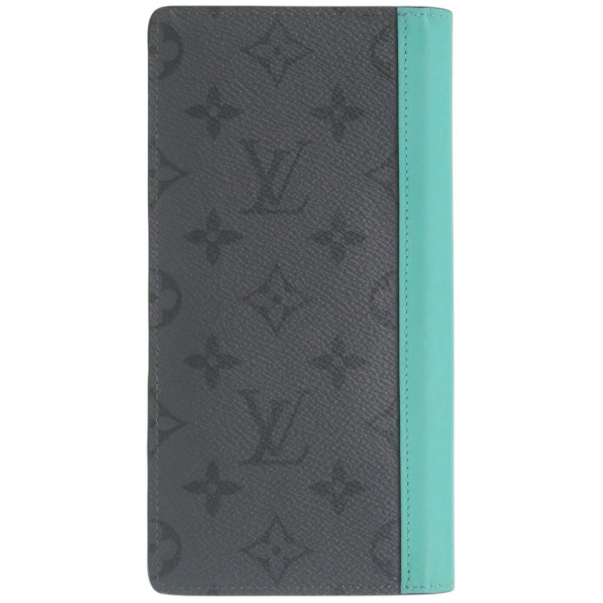 Louis Vuitton Black Gray Monogram Eclipse Turquoise Monogram Eclipse Long Wallet (Bi-Fold) (Pre-Owned)