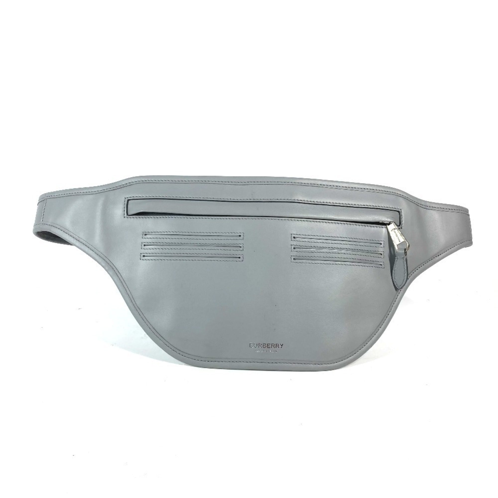 Burberry Gray Leather Fanny Pack (Pre-Owned)