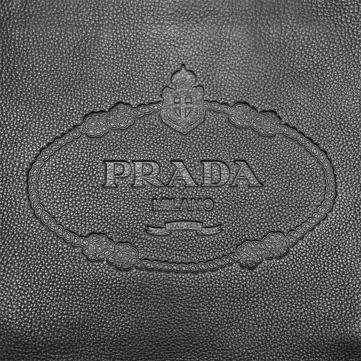 Prada Black Gray Leather Shoulder Bag (Pre-Owned)