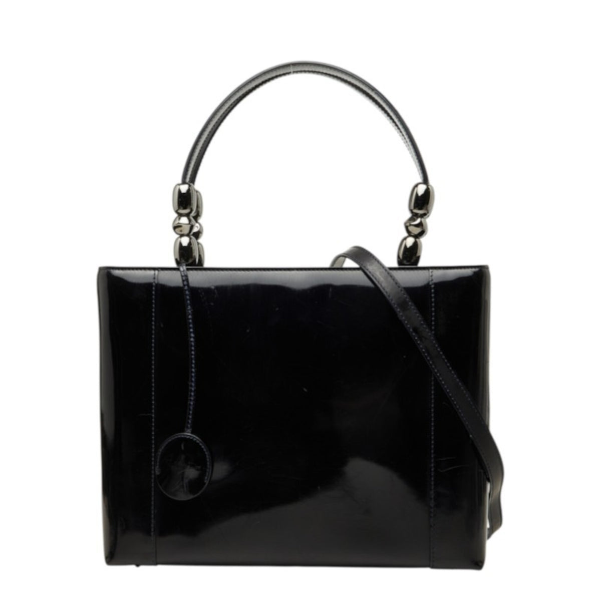 Christian Dior Navy Patent Leather Handbag Shoulder Bag (Pre-Owned)