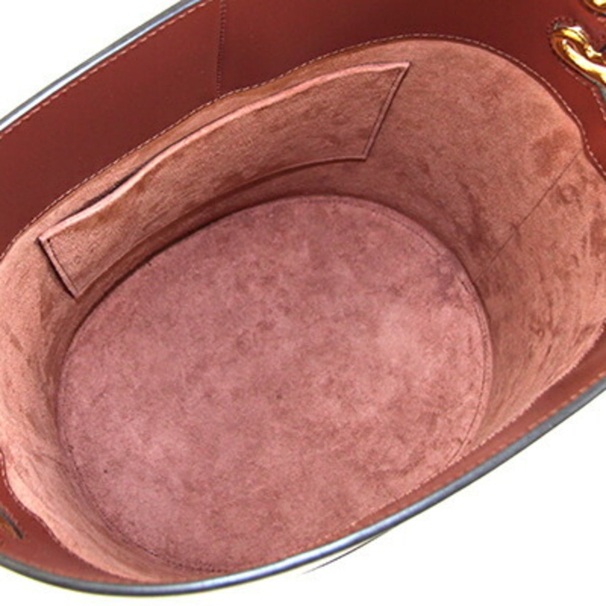 Celine Red Brown Leather Shoulder Bag (Pre-Owned)