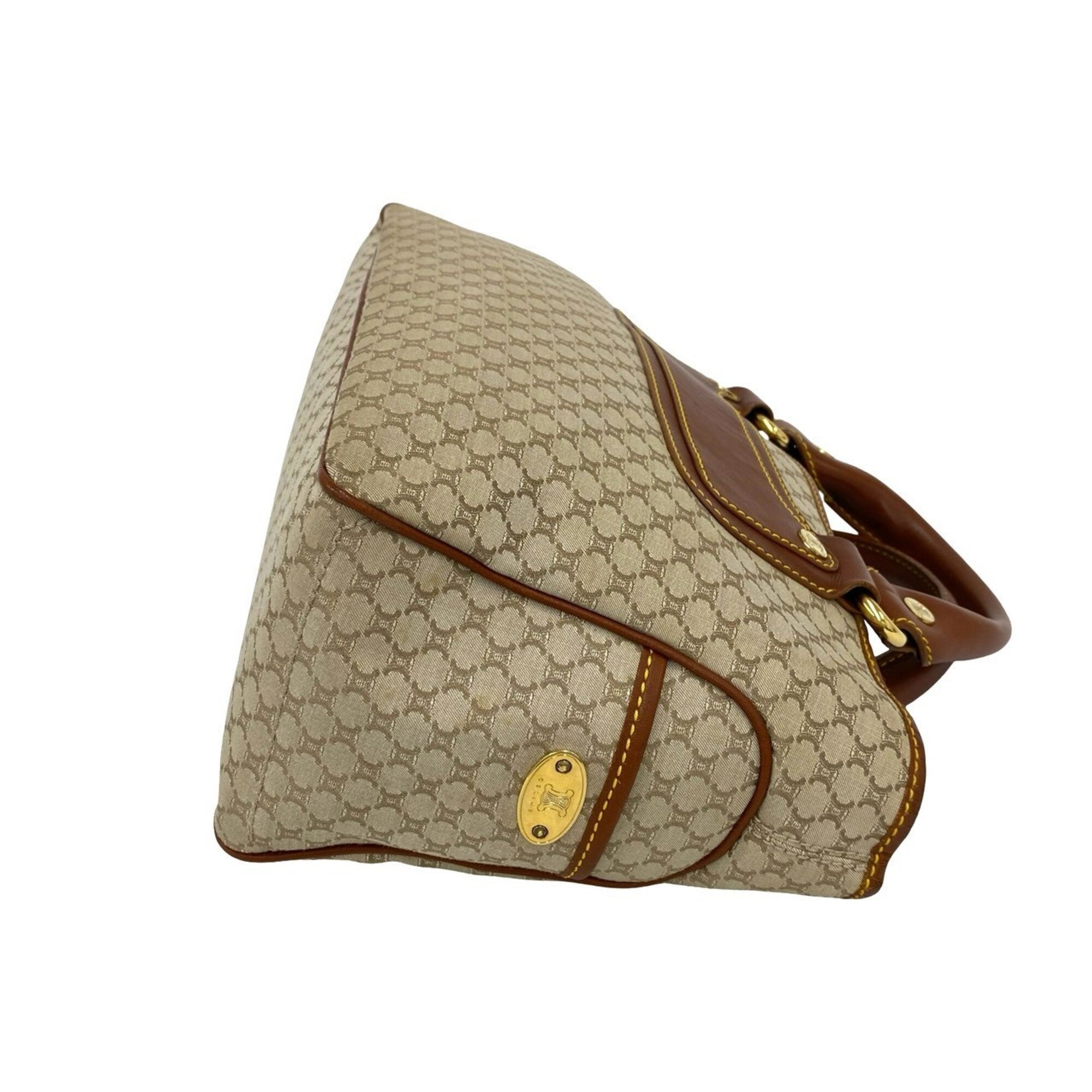 Celine Beige Brown Canvas Leather Handbag Tote Bag (Pre-Owned)