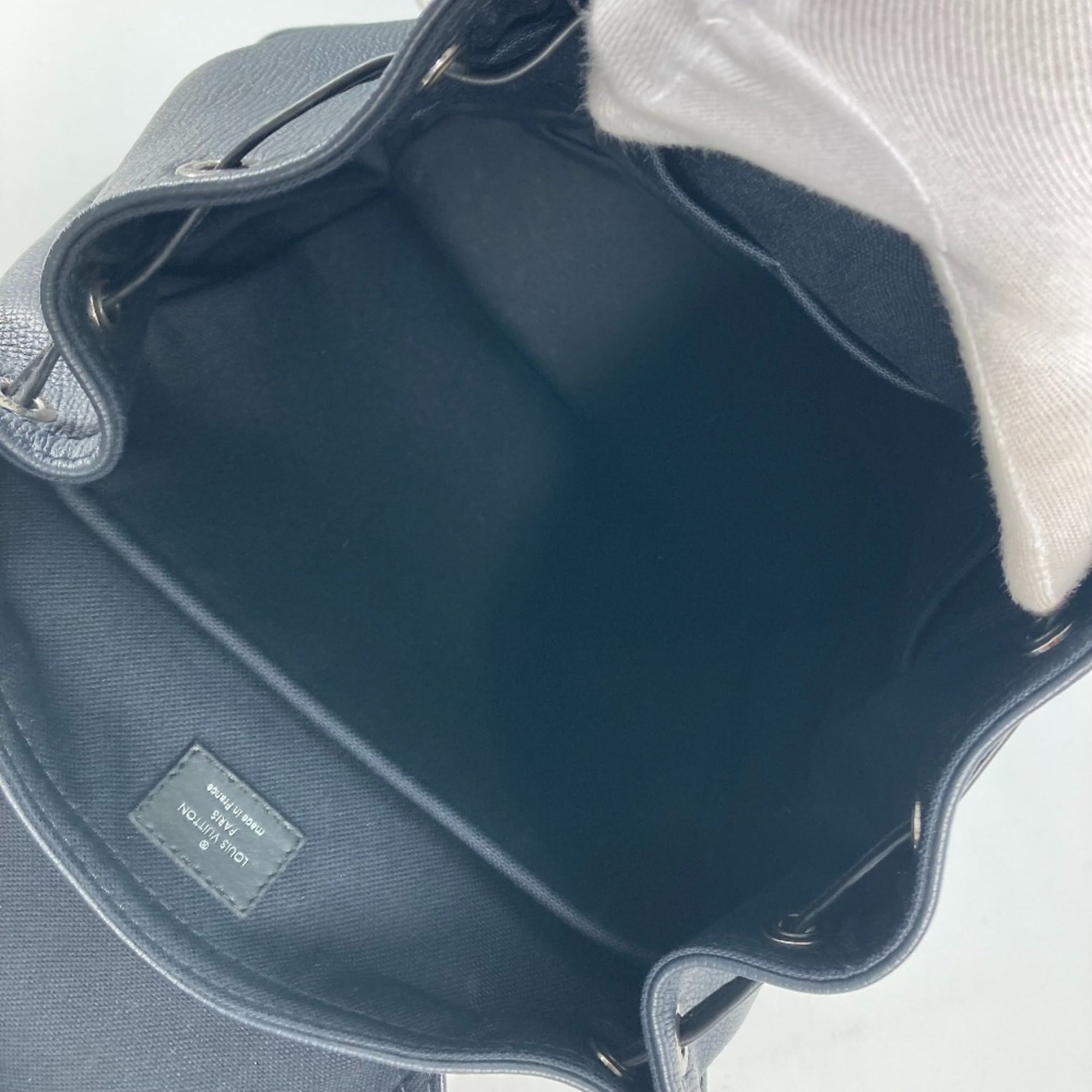 Louis Vuitton Black Navy Navy Blue Utah Leather Backpack (Pre-Owned)