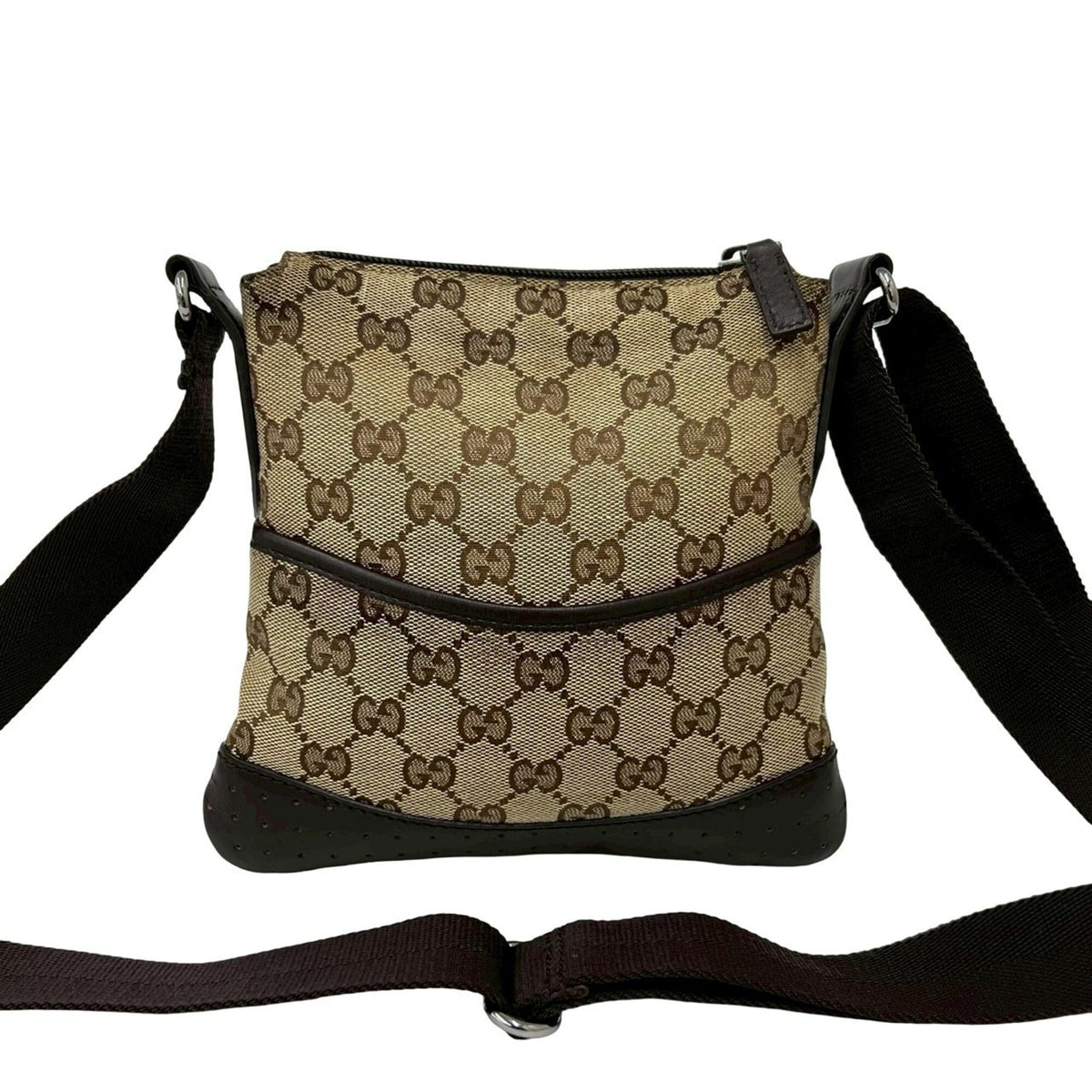 Gucci Brown Canvas Leather Pochette Shoulder Bag (Pre-Owned)