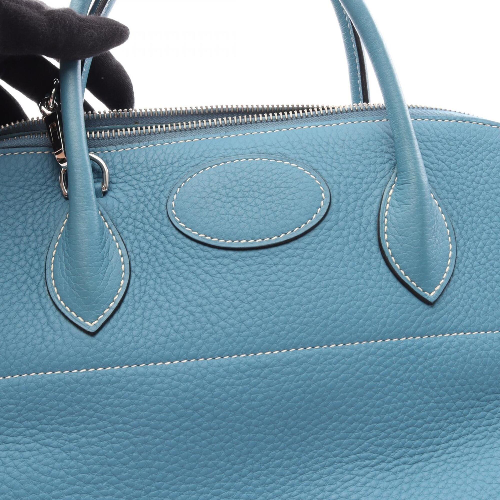 Hermes Blue Taurillon Clemence Leather Handbag (Pre-Owned)