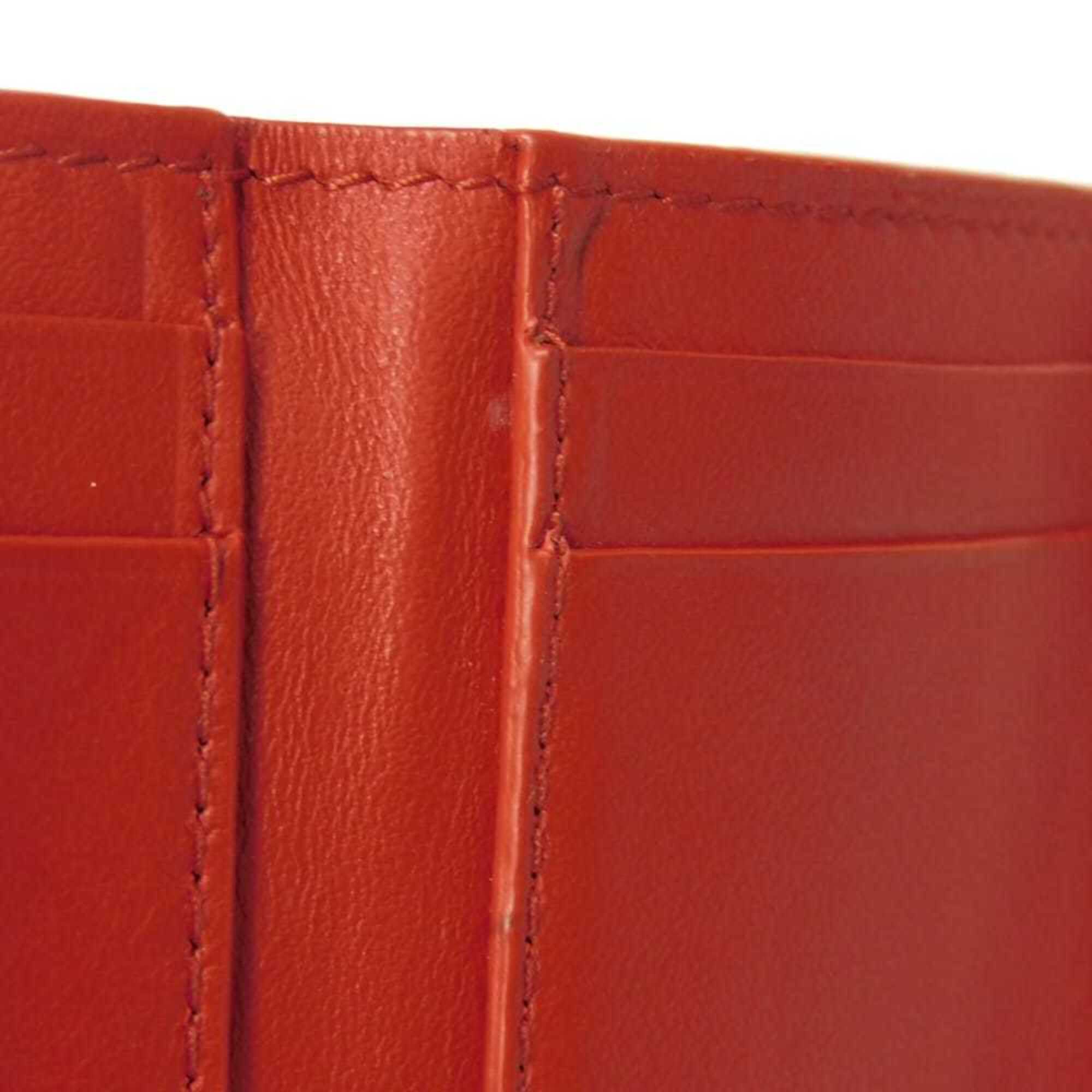 Bottega Veneta Red Color Leather Wallet (Tri-Fold) (Pre-Owned)