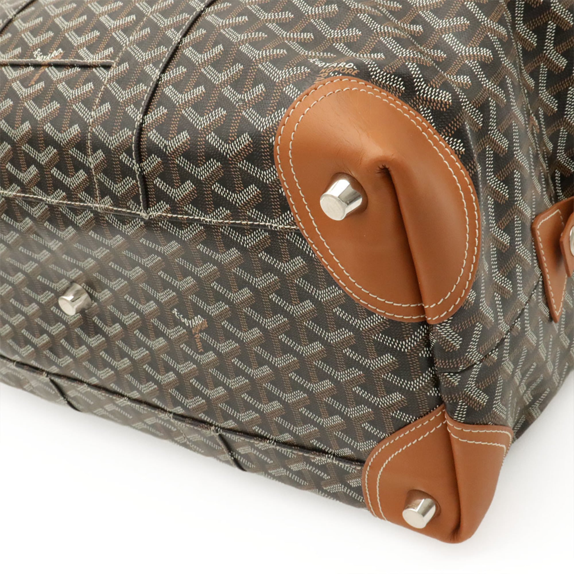 Goyard Black Brown White Coated Canvas Leather Boston Bag (Pre-Owned)
