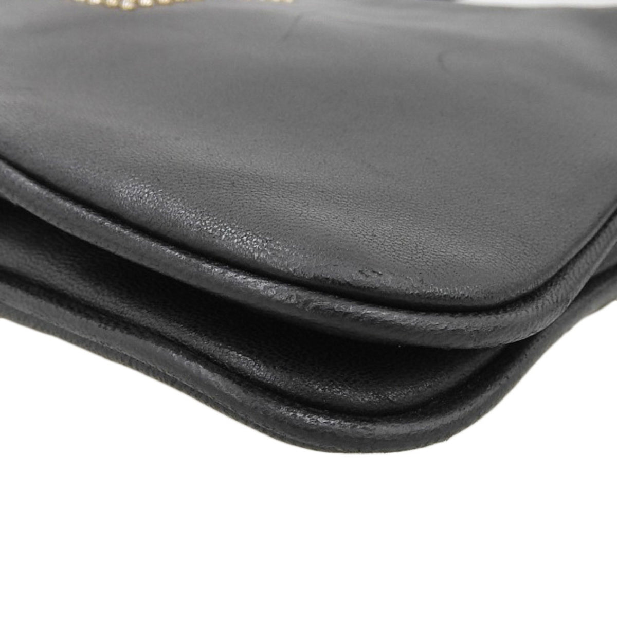 Tory Burch Black Leather Clutch Bag Shoulder Bag (Pre-Owned)