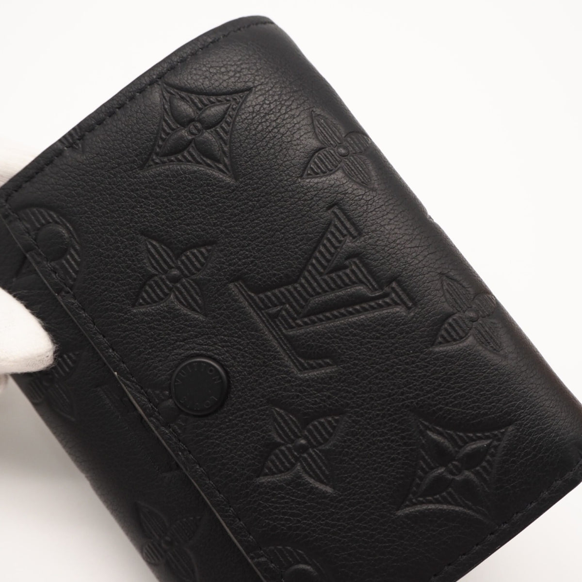 Louis Vuitton Monogram Shadow Black Leather Wallet (Tri-Fold) (Pre-Owned)