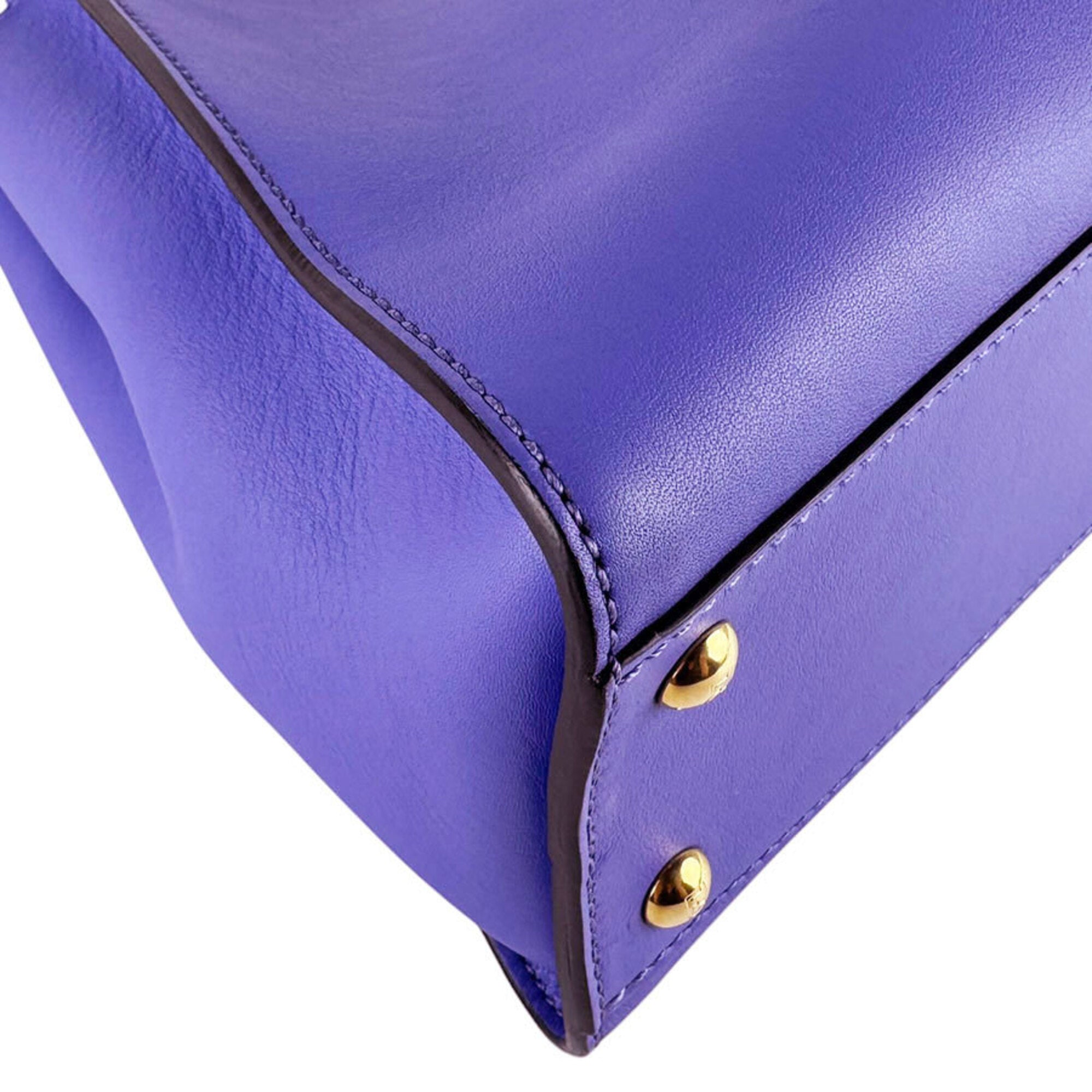 Fendi Purple Leather Handbag Shoulder Bag (Pre-Owned)