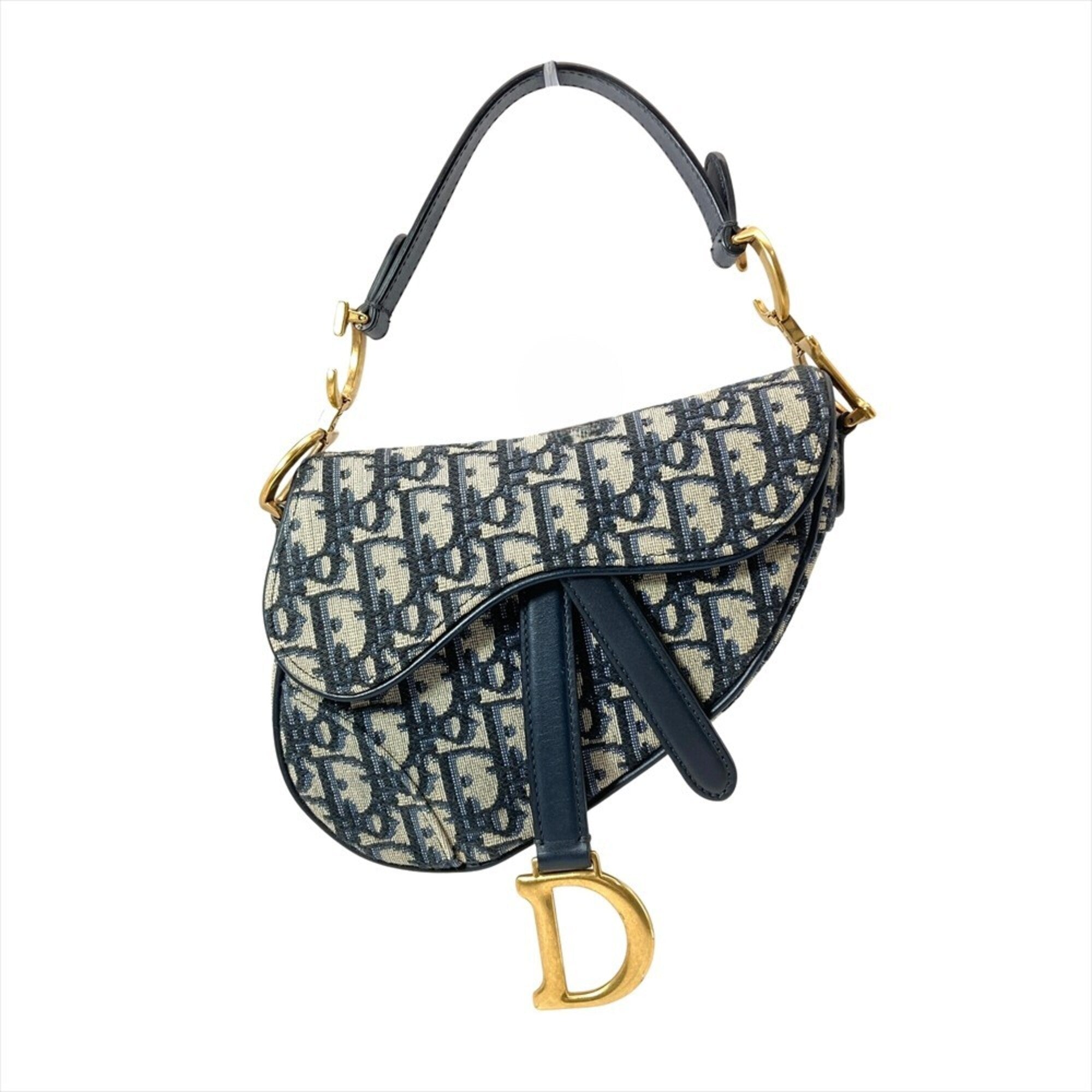 Christian Dior Navy Canvas Saddle Bag Shoulder Bag (Pre-Owned)