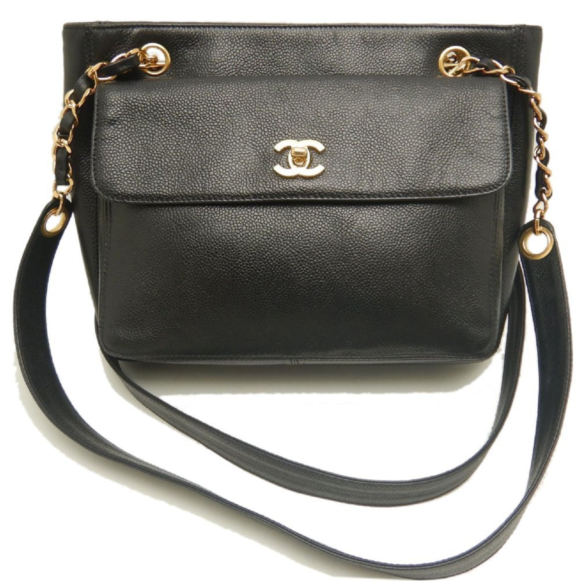 Chanel Black Grained Calfskin Shoulder Bag (Pre-Owned)