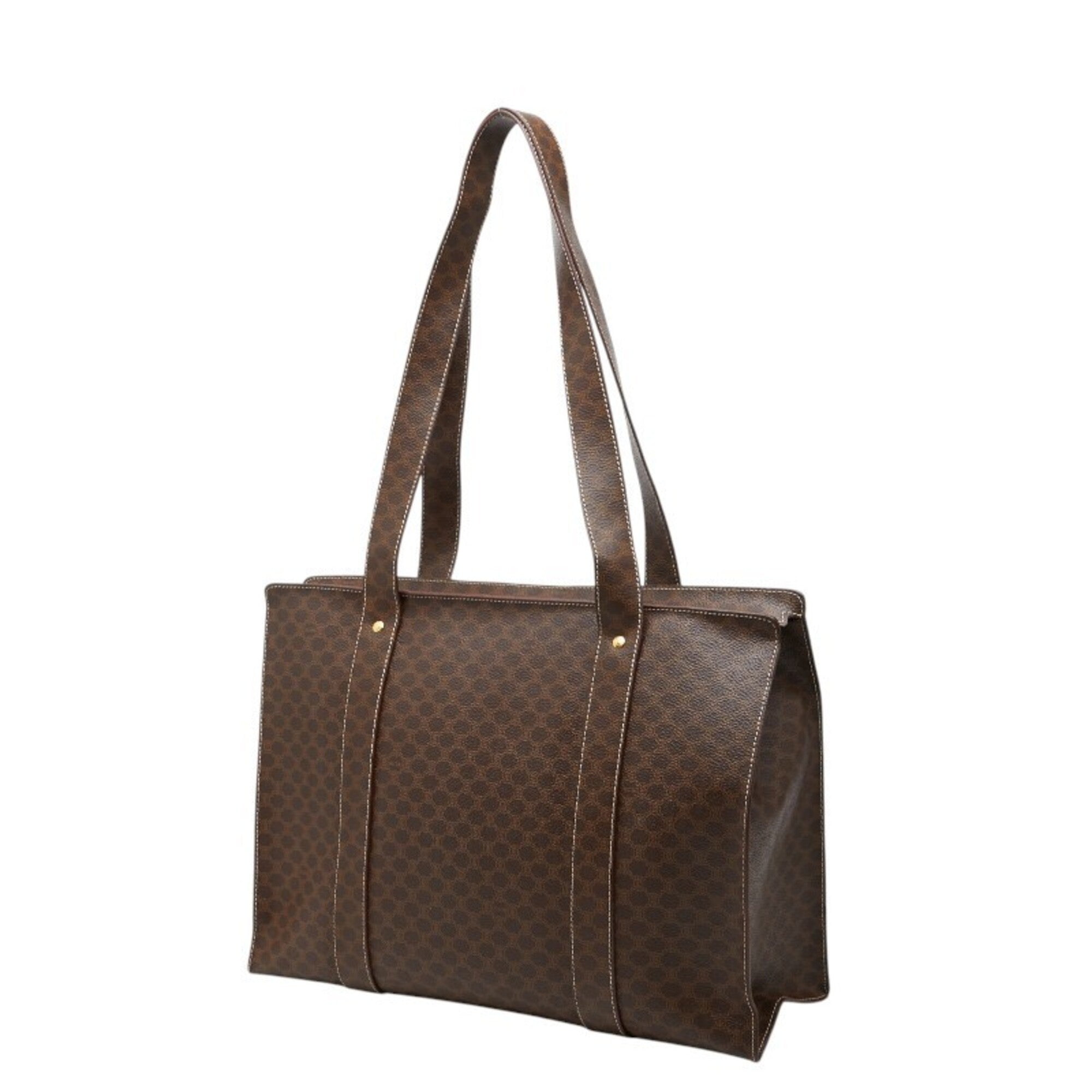 Celine Macadam Brown Pvc Leather Handbag Tote Bag (Pre-Owned)