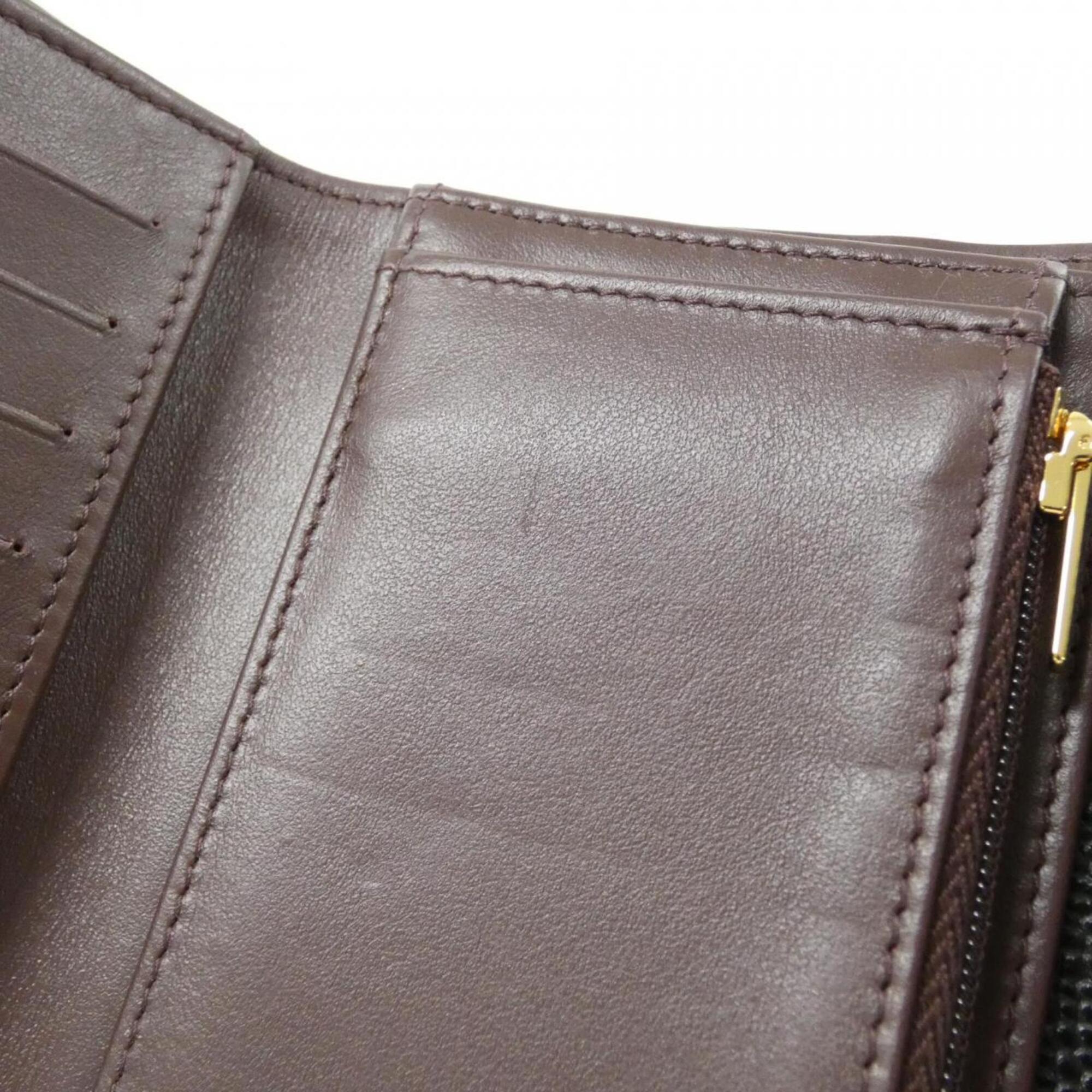 Chanel Black Bordeaux Grained Calfskin Wallet (Tri-Fold) (Pre-Owned)