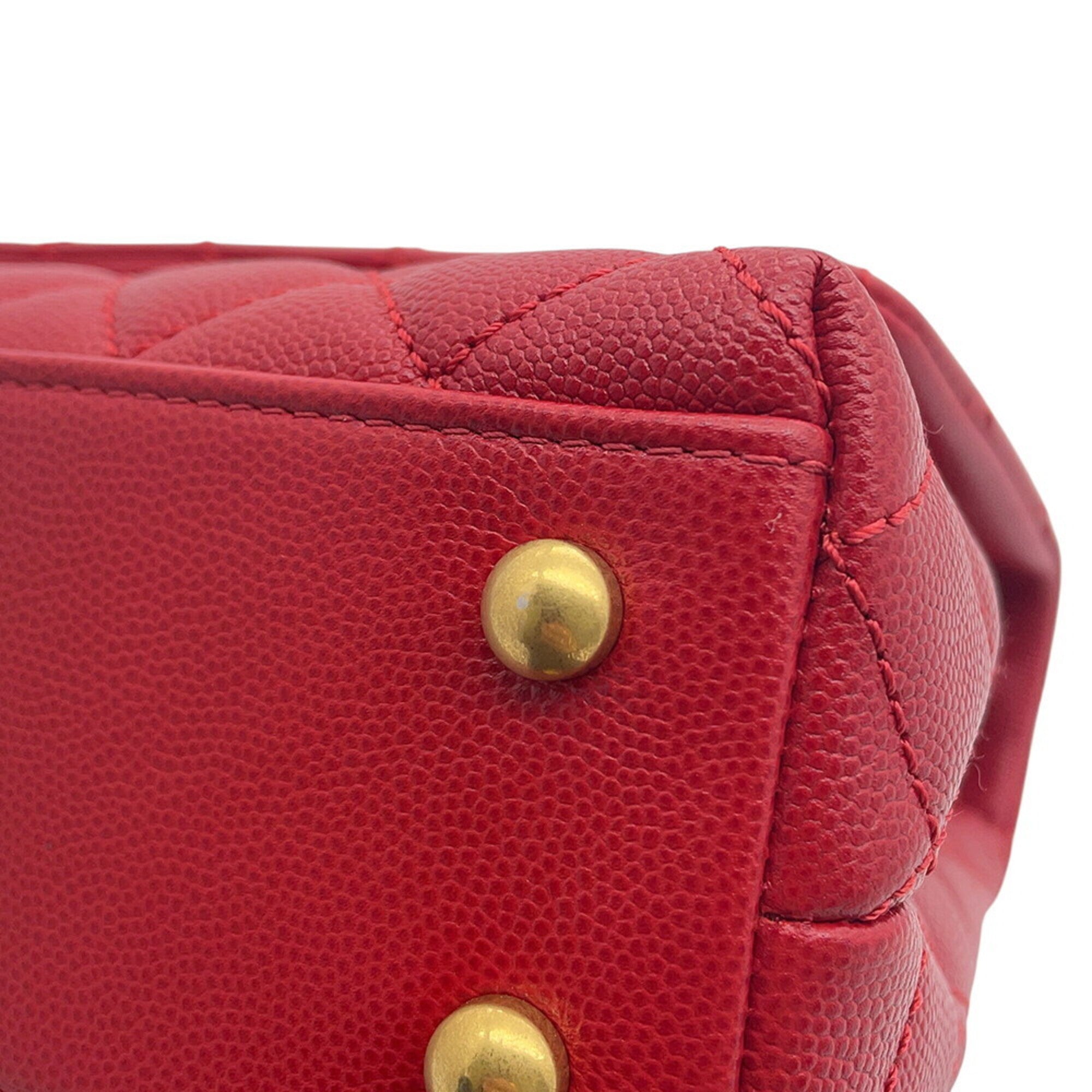 Chanel Red Color Grained Calfskin Handbag Shoulder Bag (Pre-Owned)