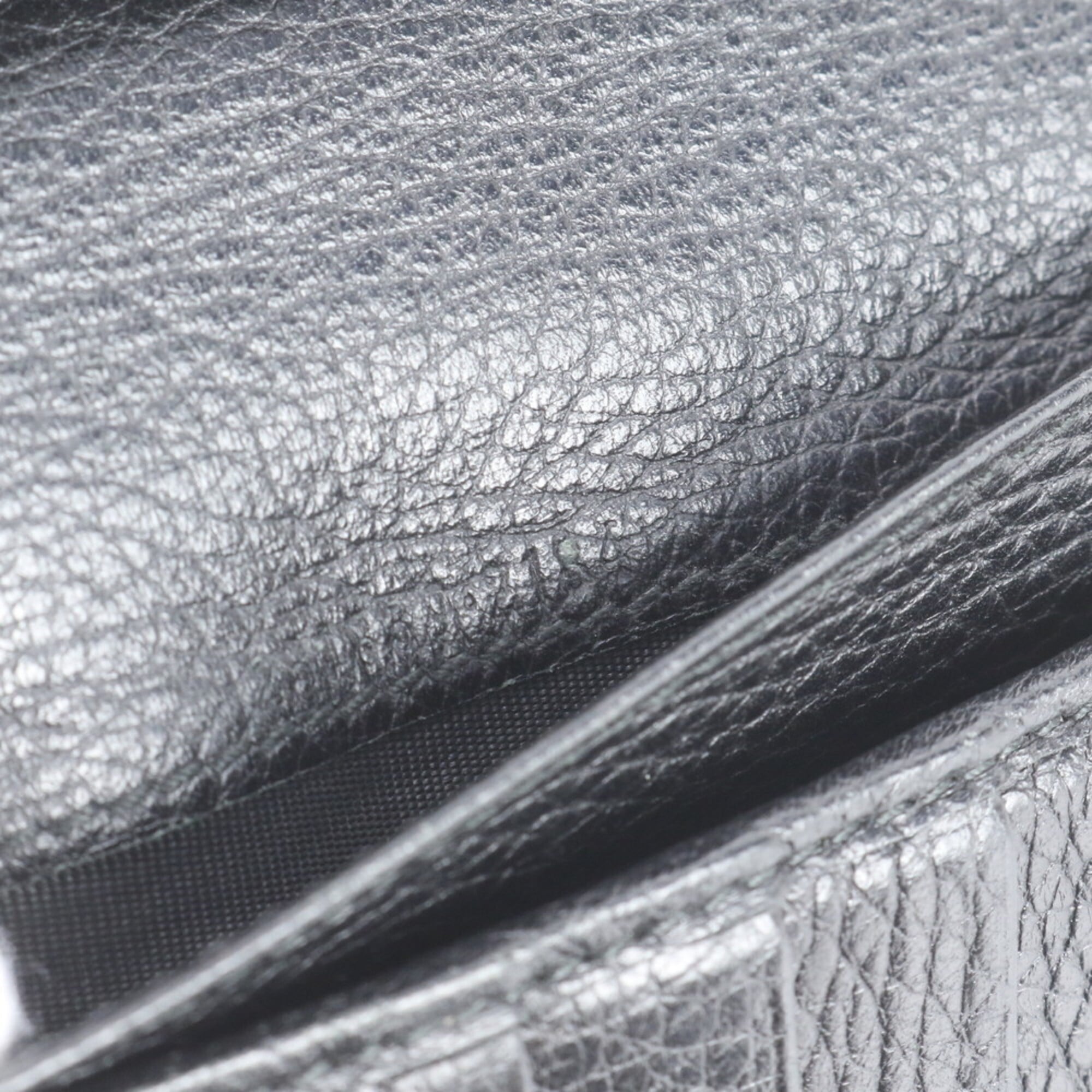 Gucci Black Leather Canvas Long Wallet (Bi-Fold) (Pre-Owned)