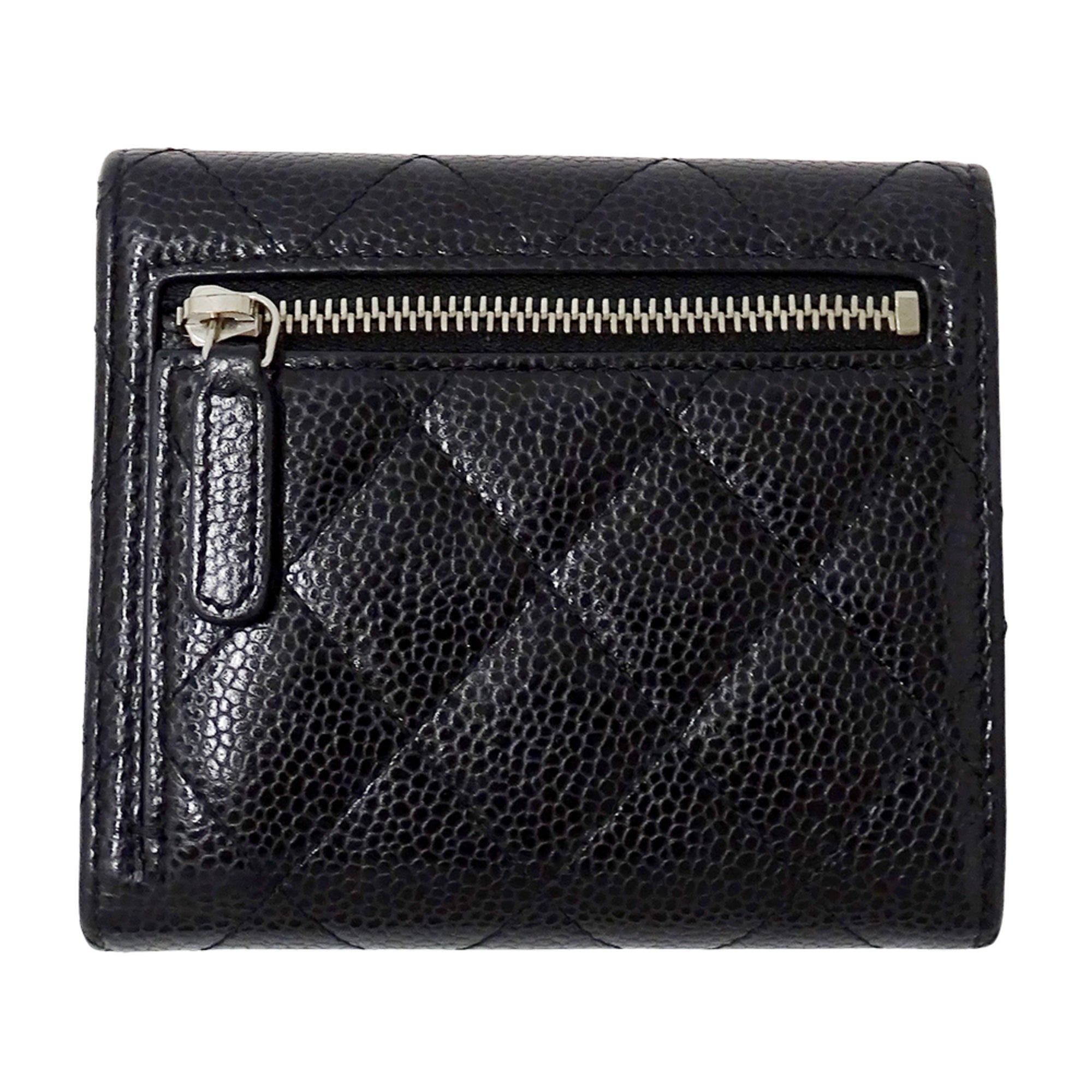 Chanel Black Grained Calfskin Wallet (Bi-Fold) (Pre-Owned)