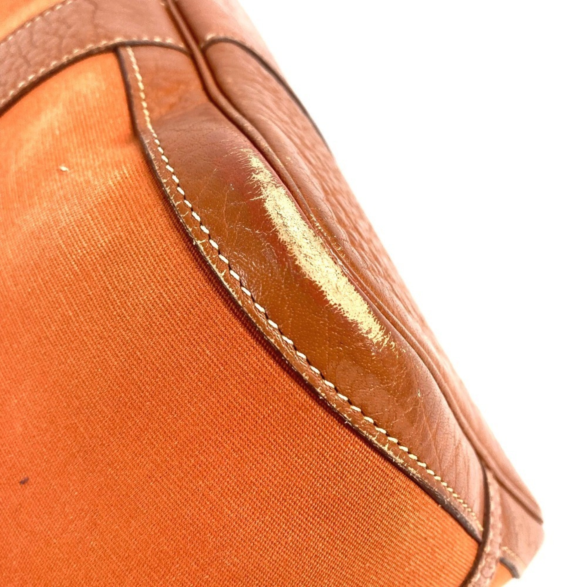 Hermes Orange Canvas Leather Handbag Shoulder Bag Tote Bag (Pre-Owned)