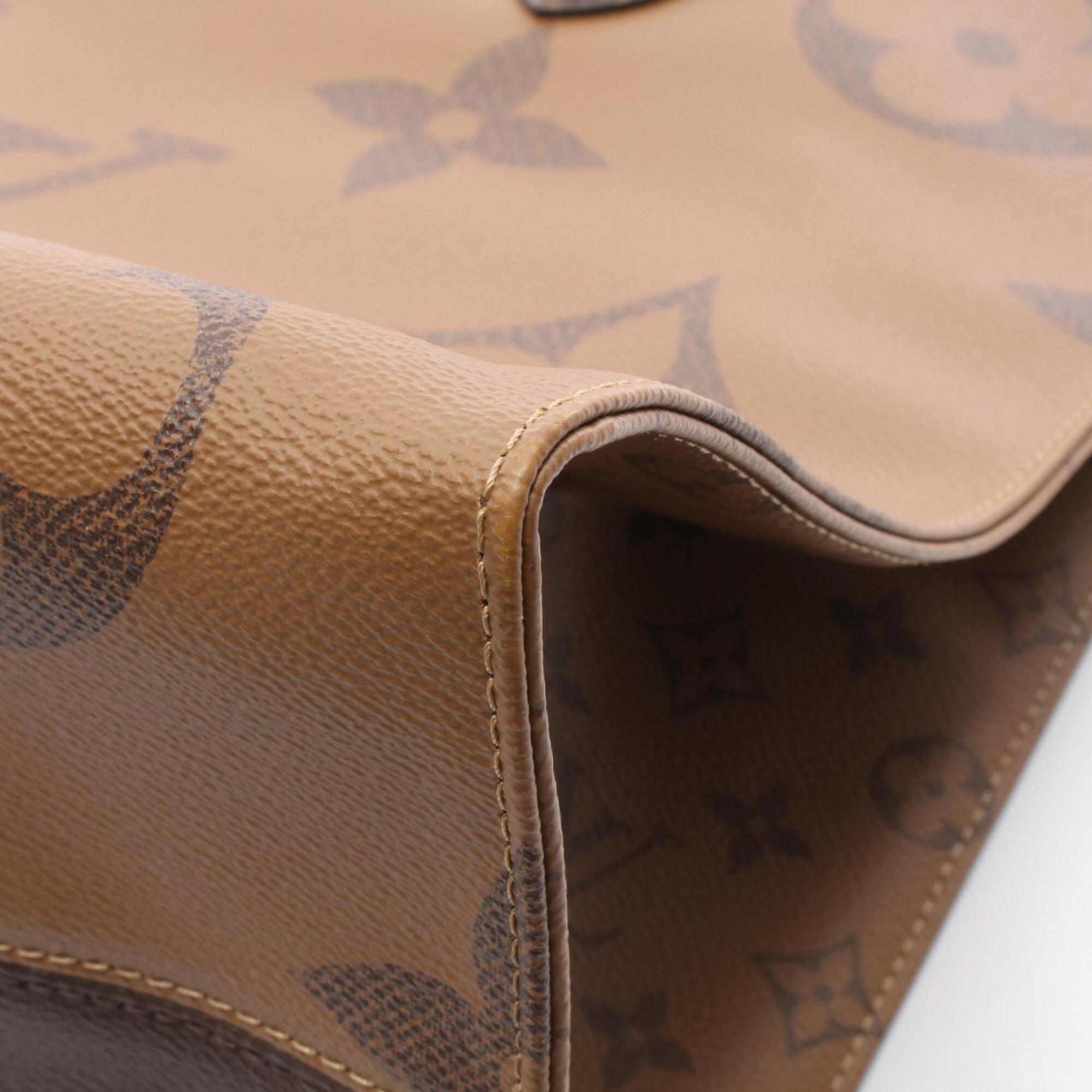 Louis Vuitton Beige Brown Coated Canvas Handbag Tote Bag (Pre-Owned)
