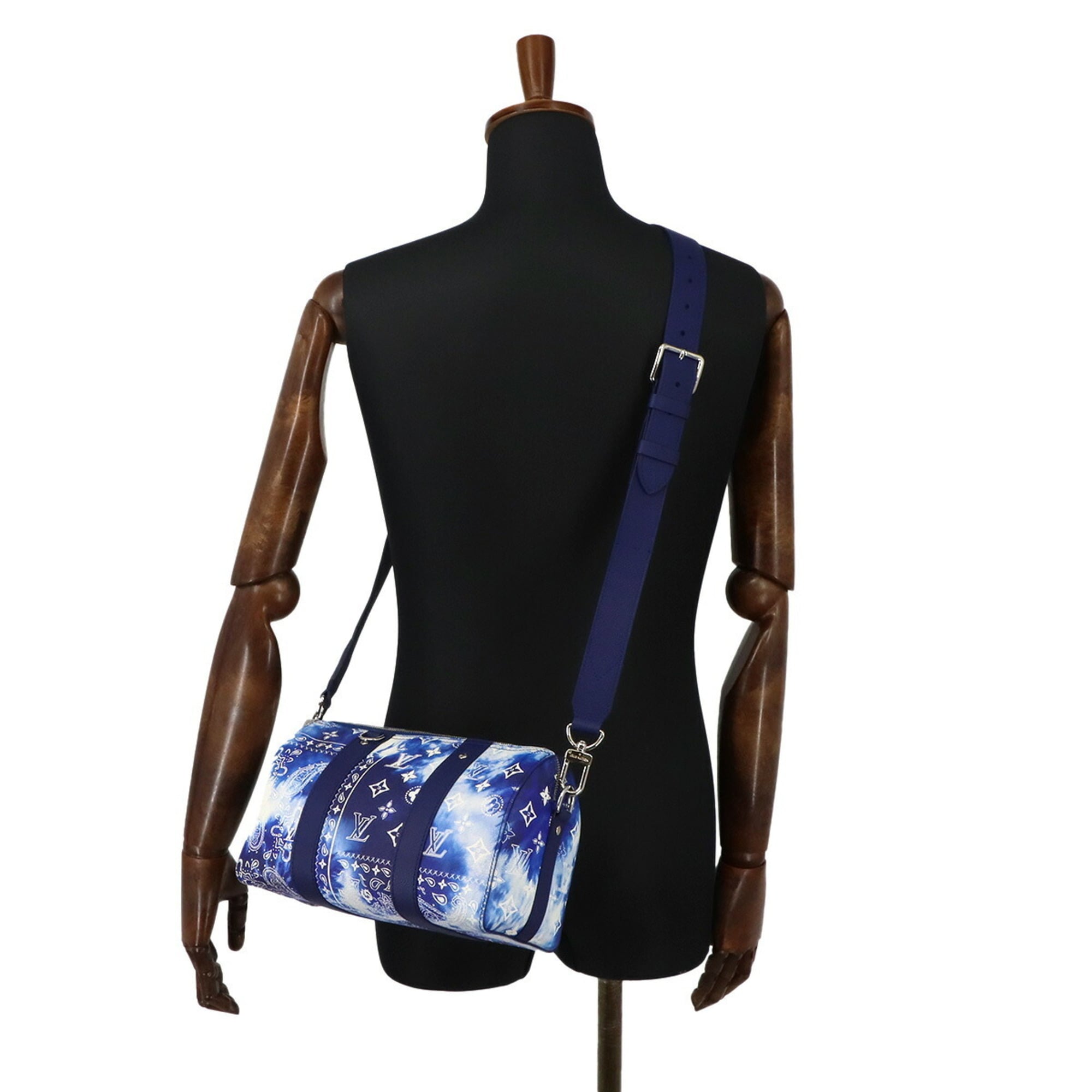 Louis Vuitton Blue White Leather Handbag Shoulder Bag (Pre-Owned)