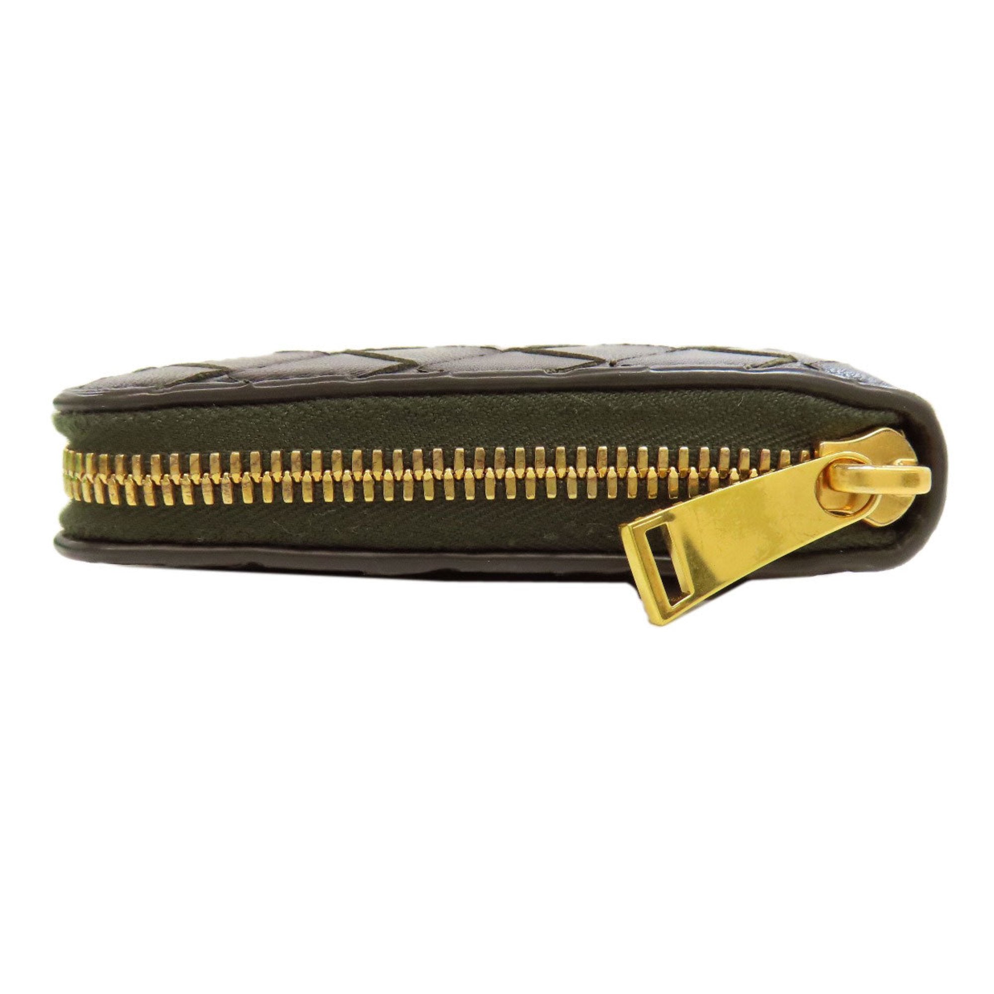 Bottega Veneta Intrecciato Dark Green Leather Long Wallet (Bi-Fold) (Pre-Owned)