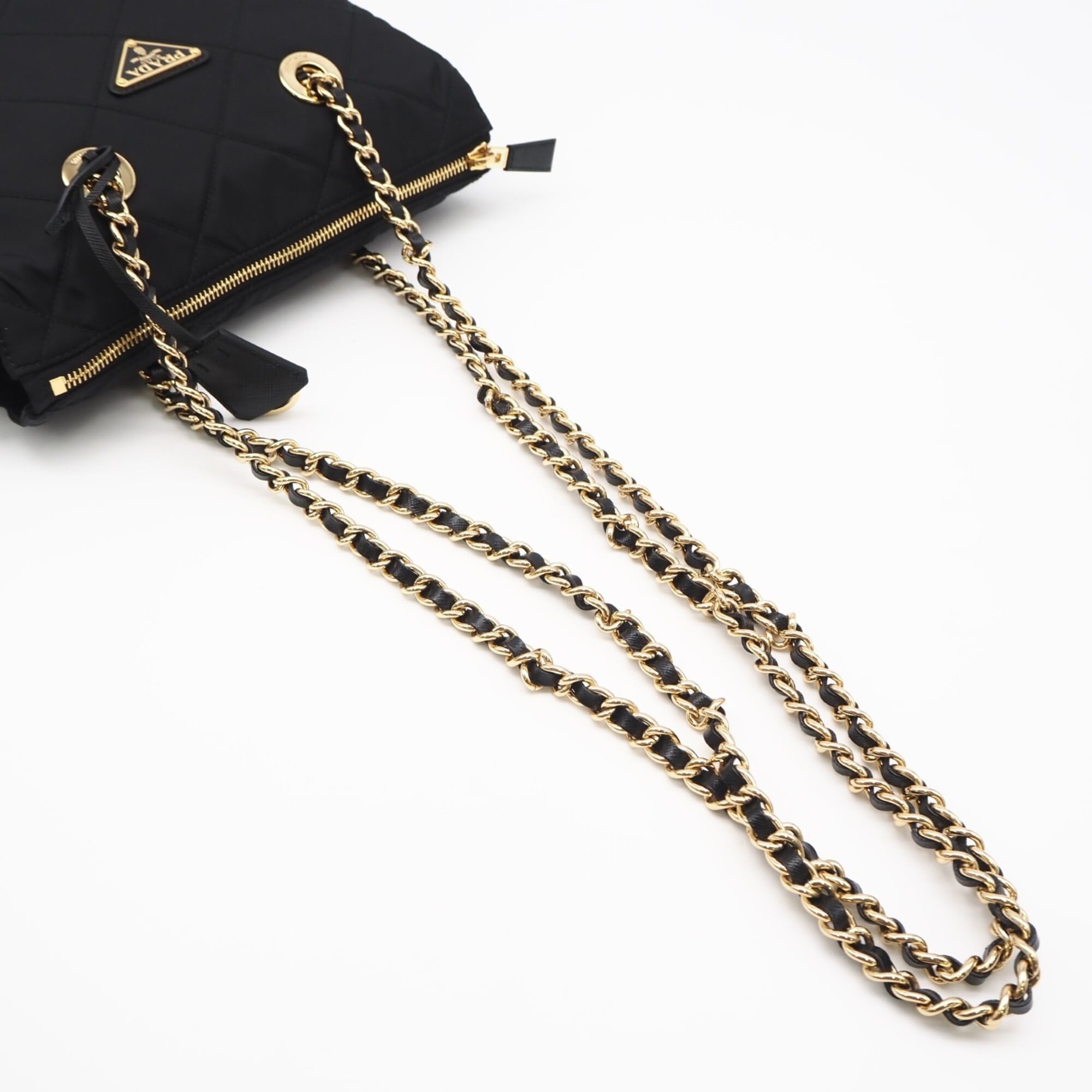 Prada Saffiano Black Nero Nylon Saffiano Shoulder Bag (Pre-Owned)