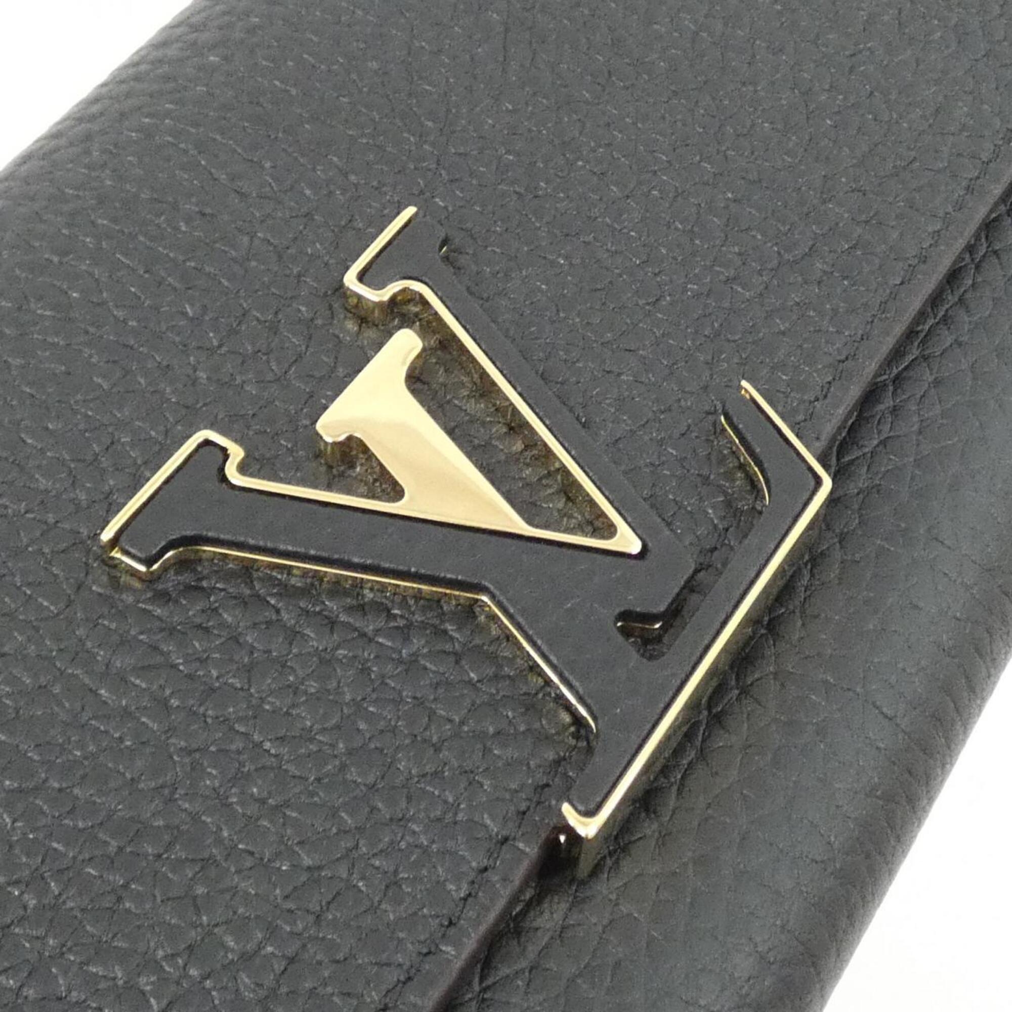 Louis Vuitton Black Leather Long Wallet (Bi-Fold) (Pre-Owned)
