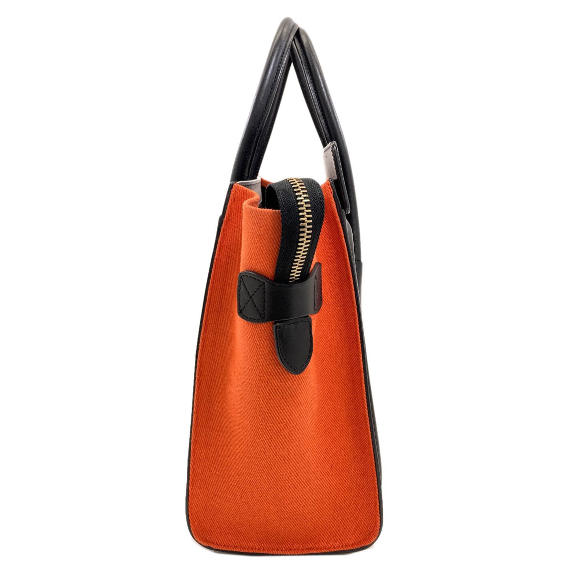 Celine Black Orange White Canvas Leather Handbag (Pre-Owned)