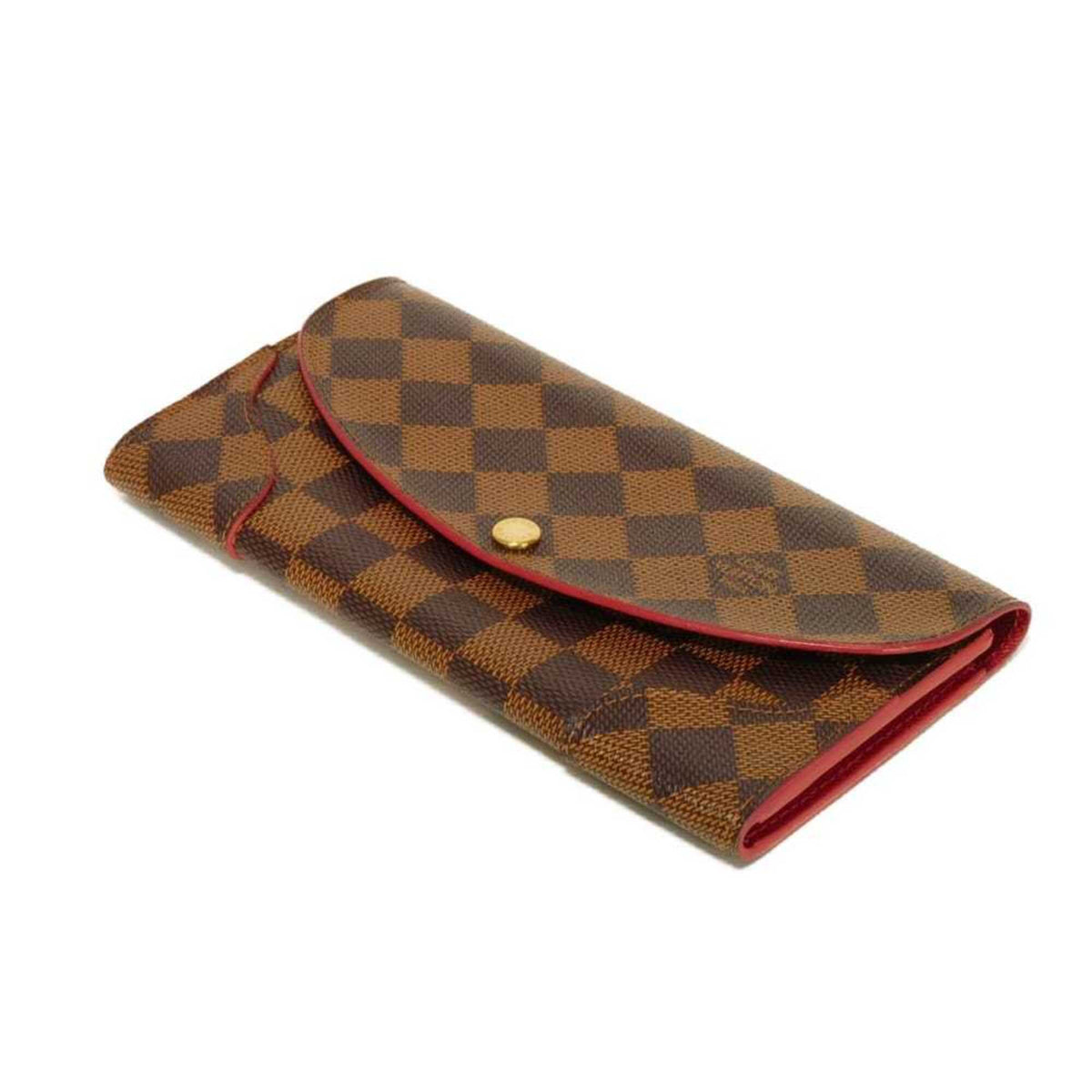 Louis Vuitton Brown Cerise Damier Canvas Ebene Red Color Damier Canvas Long Wallet (Bi-Fold) (Pre-Owned)