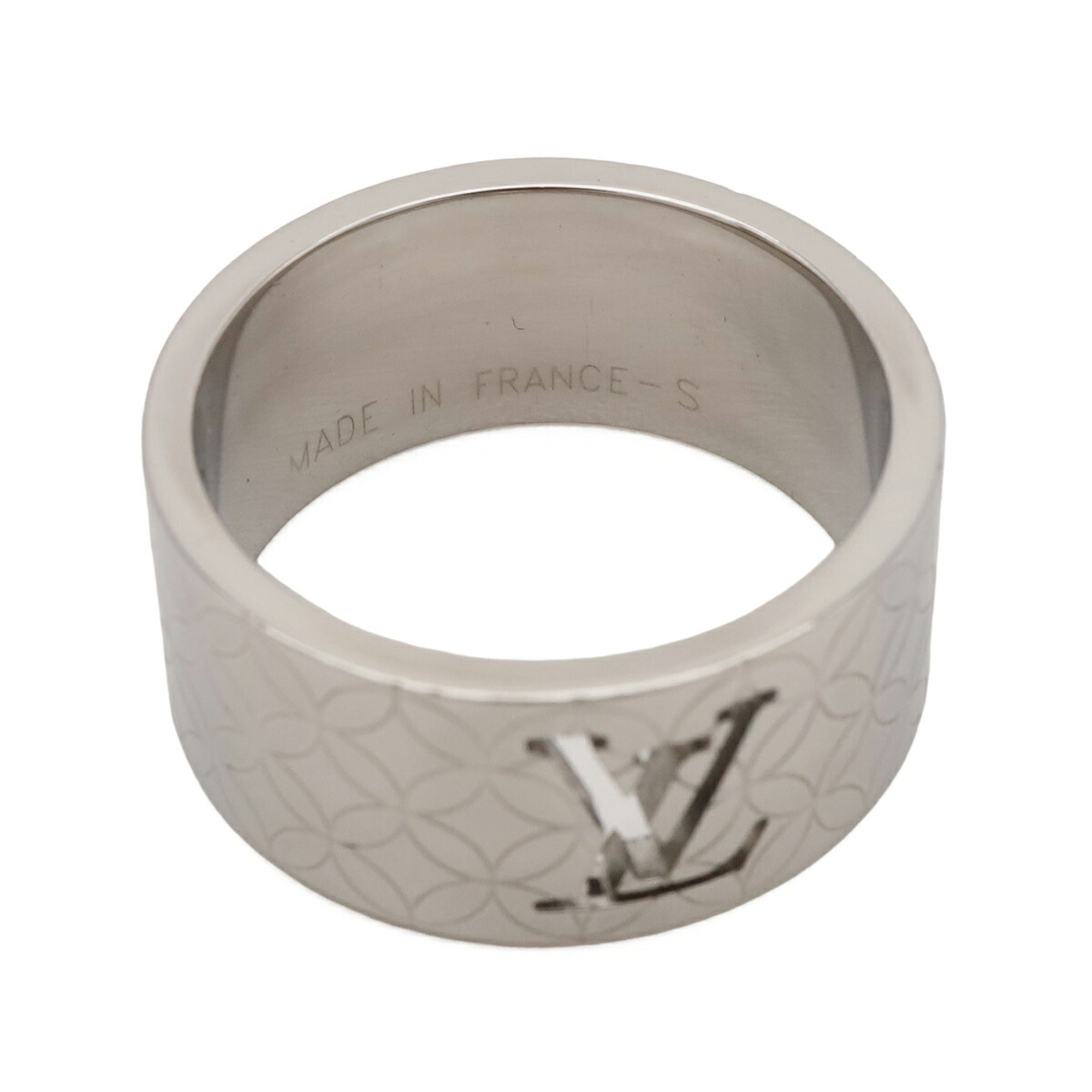 Louis Vuitton Silver Stainless Steel Band Ring (Pre-Owned)