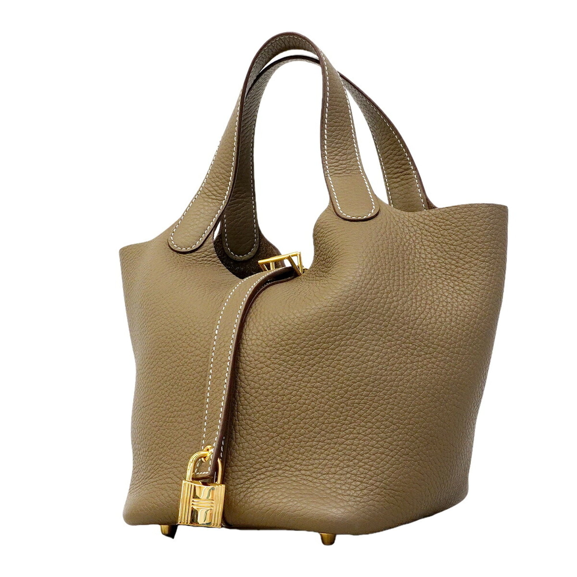 Hermes Etoupe Gray Taurillon Clemence Leather Handbag (Pre-Owned)