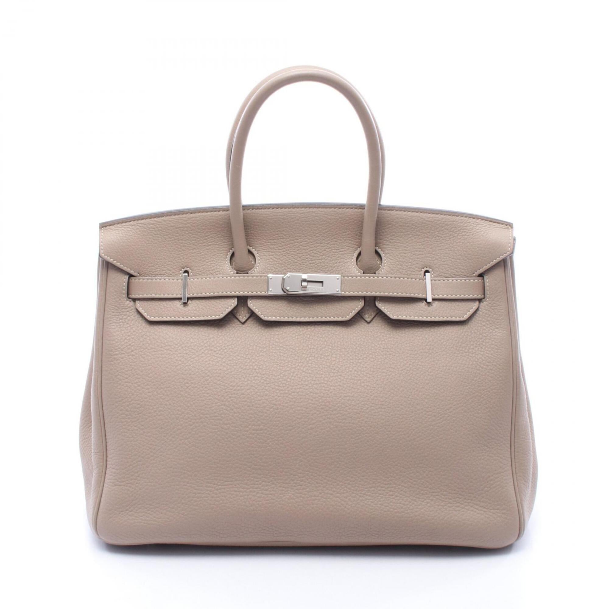 Hermes Beige Gris Tourterelle Taurillon Clemence Leather Leather Handbag (Pre-Owned)