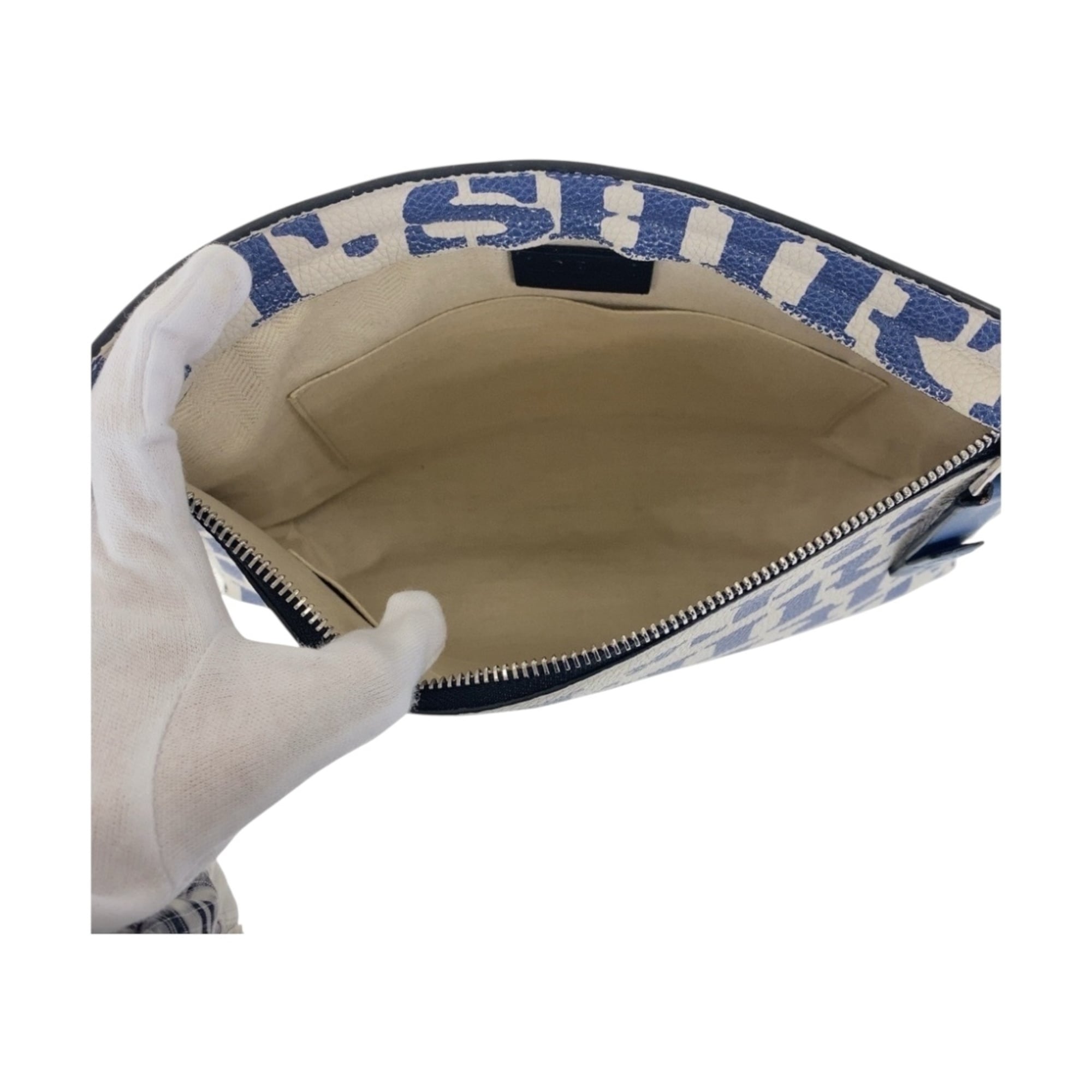 Loewe Blue White Leather Clutch Bag Pouch (Pre-Owned)