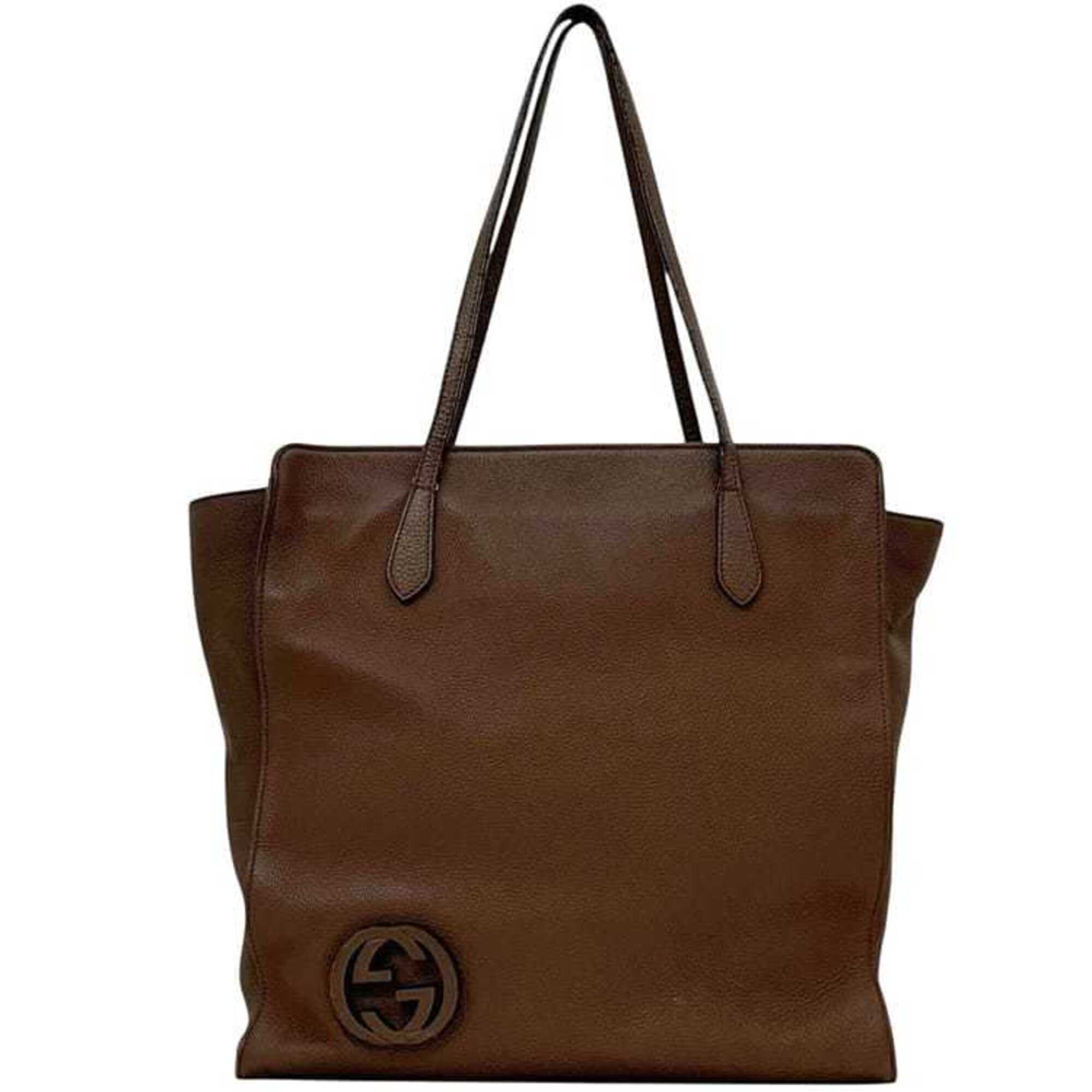 Gucci Brown Leather Tote Bag (Pre-Owned)