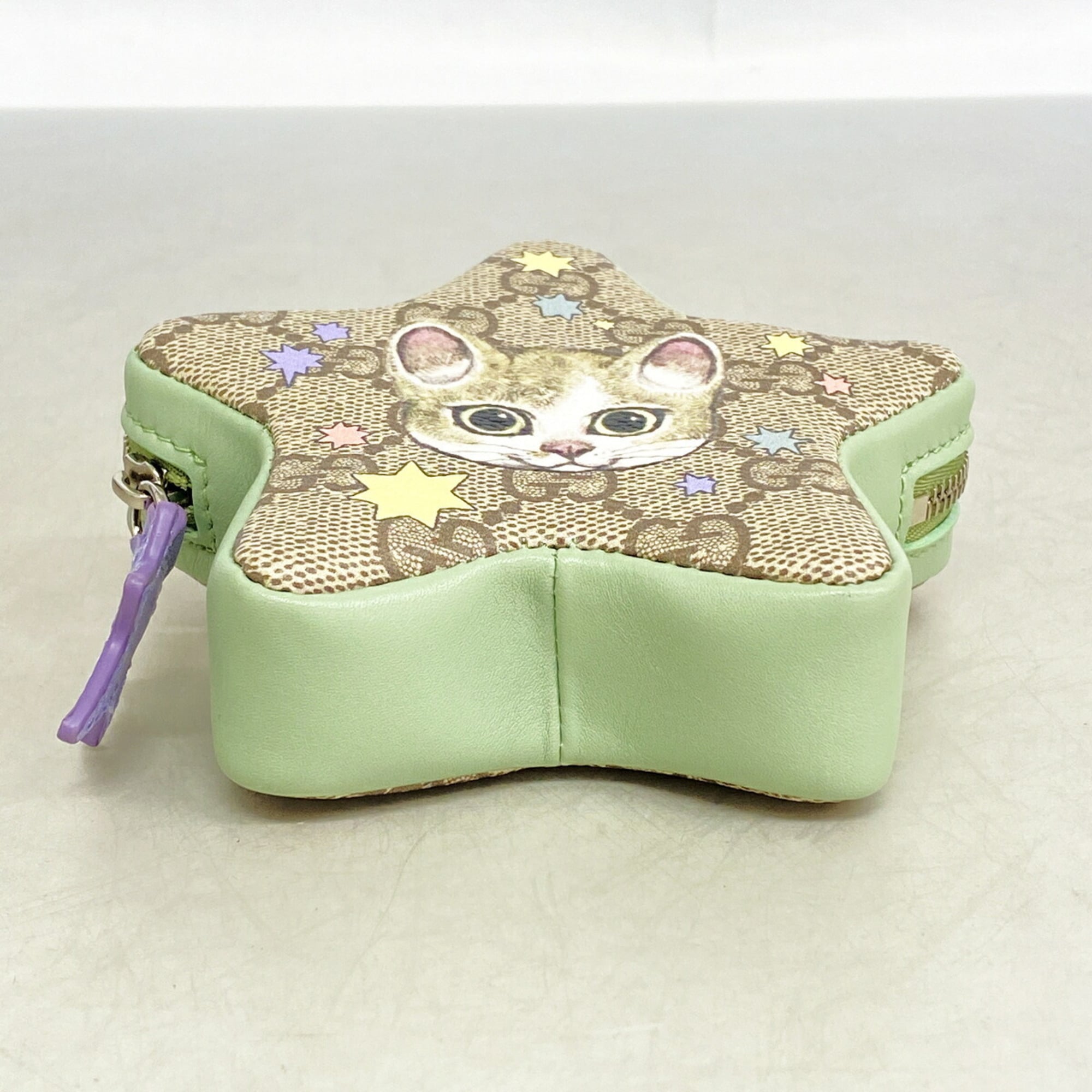 Gucci Beige Green Pvc Coin Purse/Coin Case (Pre-Owned)