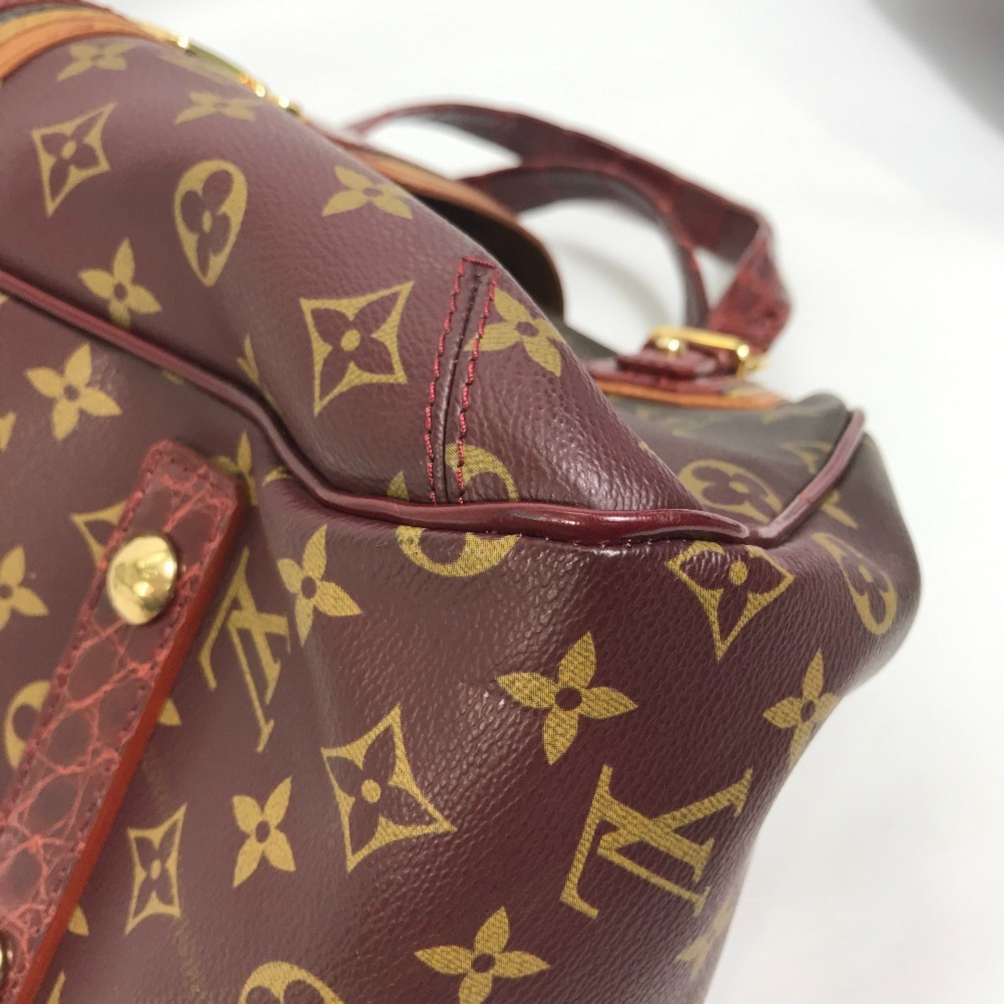 Louis Vuitton Monogram Mirage Brown Red Color Canvas Boston Bag Shoulder Bag (Pre-Owned)