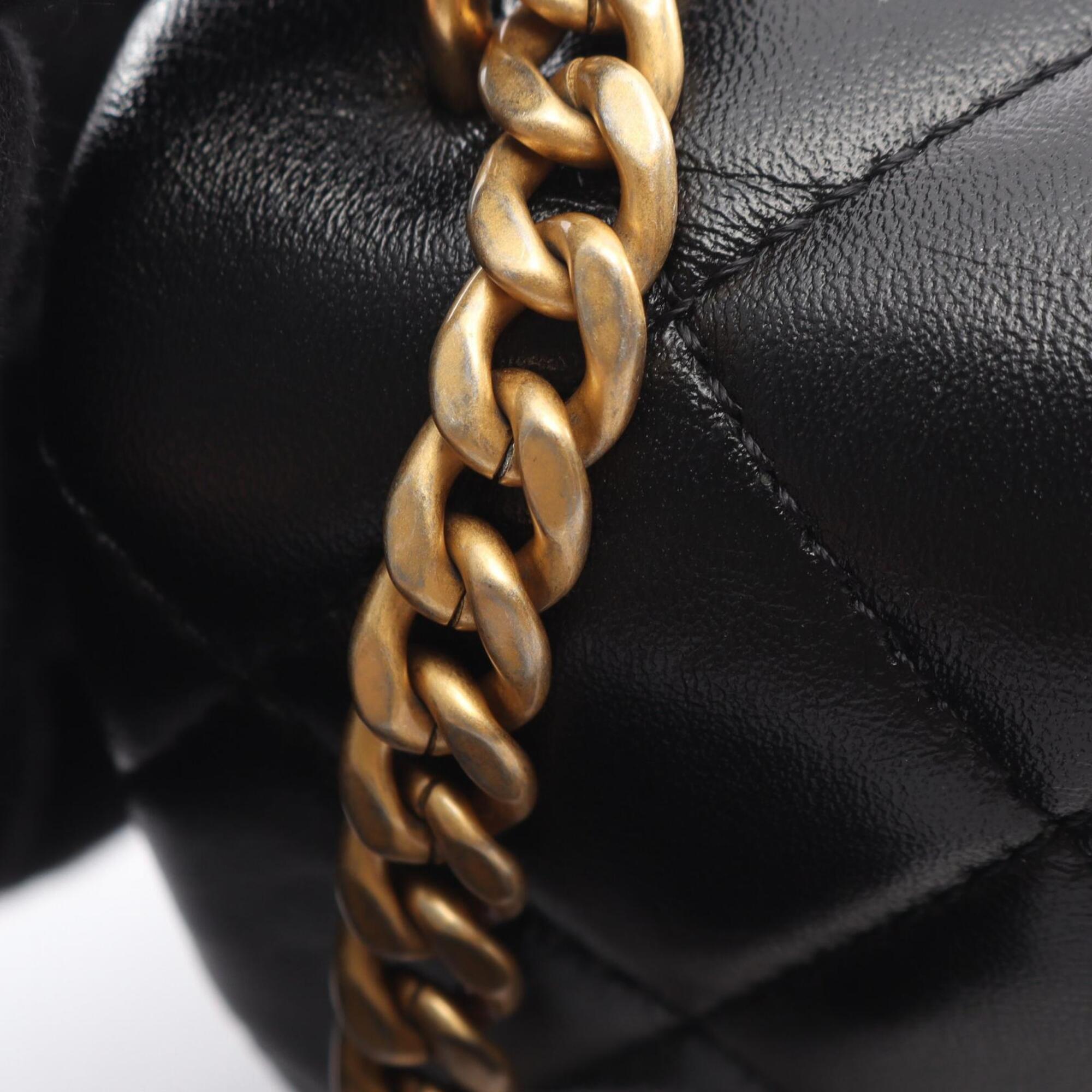 Chanel Black Leather Handbag Shoulder Bag (Pre-Owned)