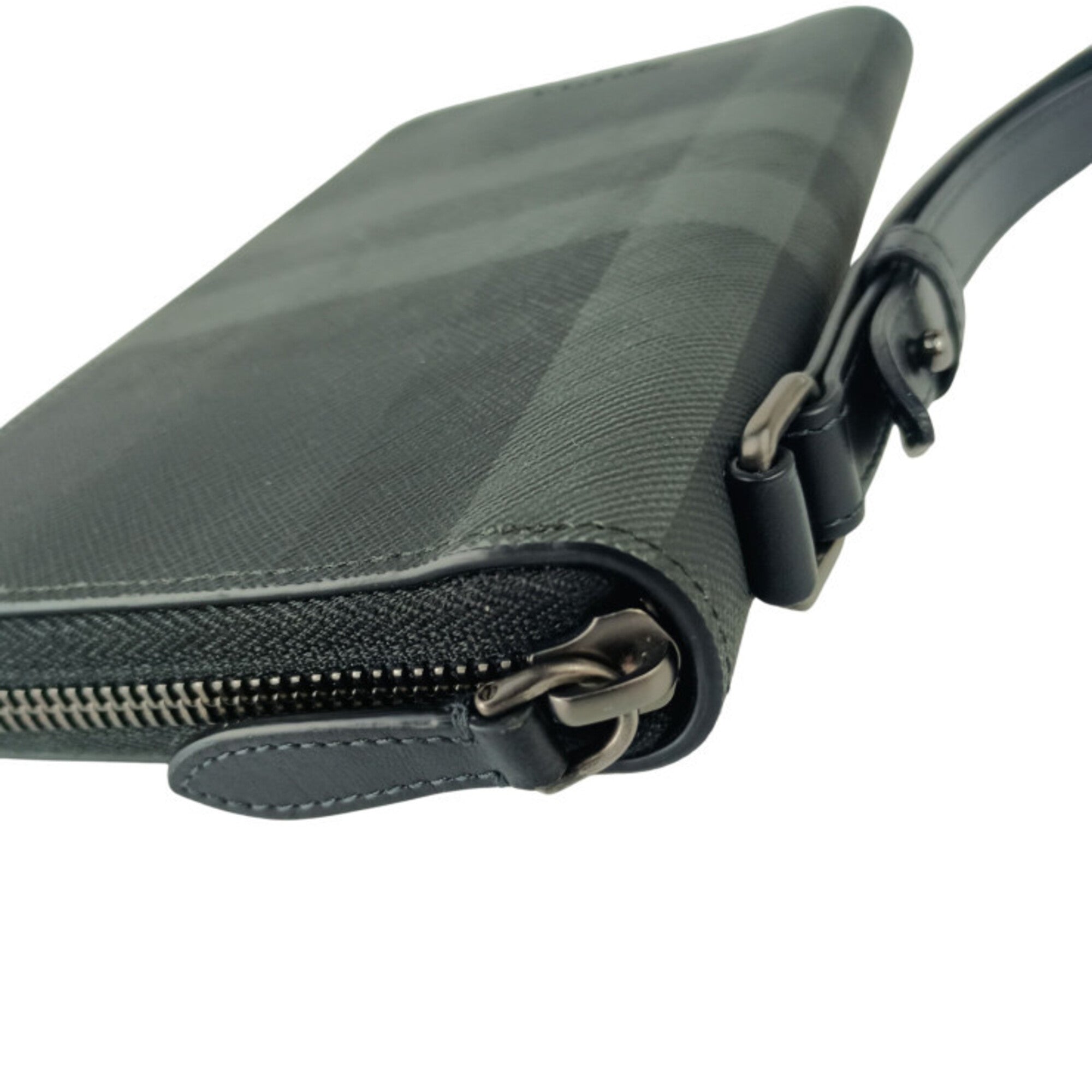 Burberry Charcoal Gray Pvc Leather Long Wallet (Bi-Fold) (Pre-Owned)