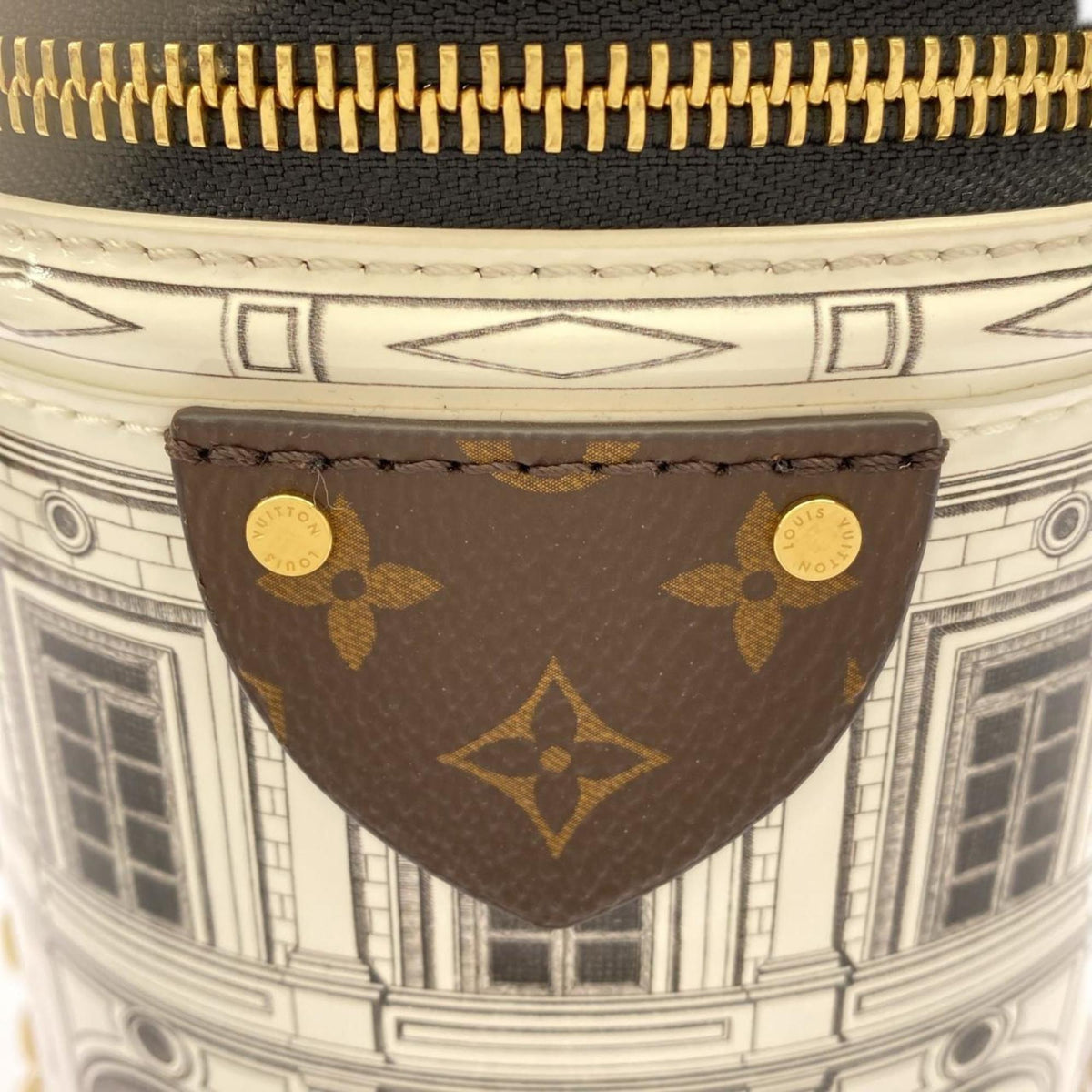 Louis Vuitton Blanc Marron Leather Coated Canvas Shoulder Bag (Pre-Owned)