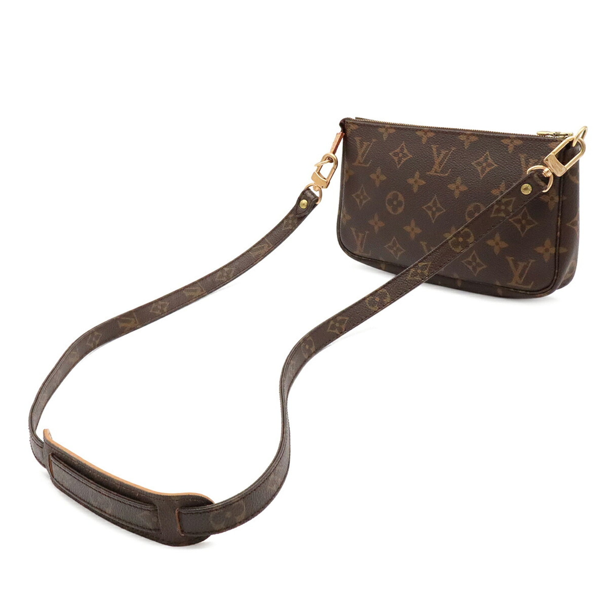 Louis Vuitton Brown Monogram Canvas Clutch Bag Pochette Pouch Shoulder Bag (Pre-Owned)