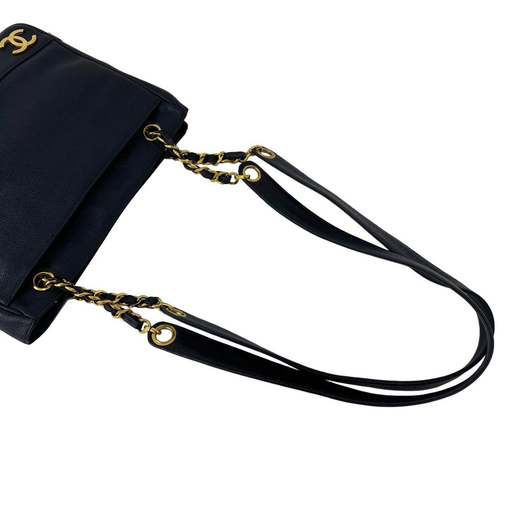 Chanel Navy Grained Calfskin Shoulder Bag Tote Bag (Pre-Owned)