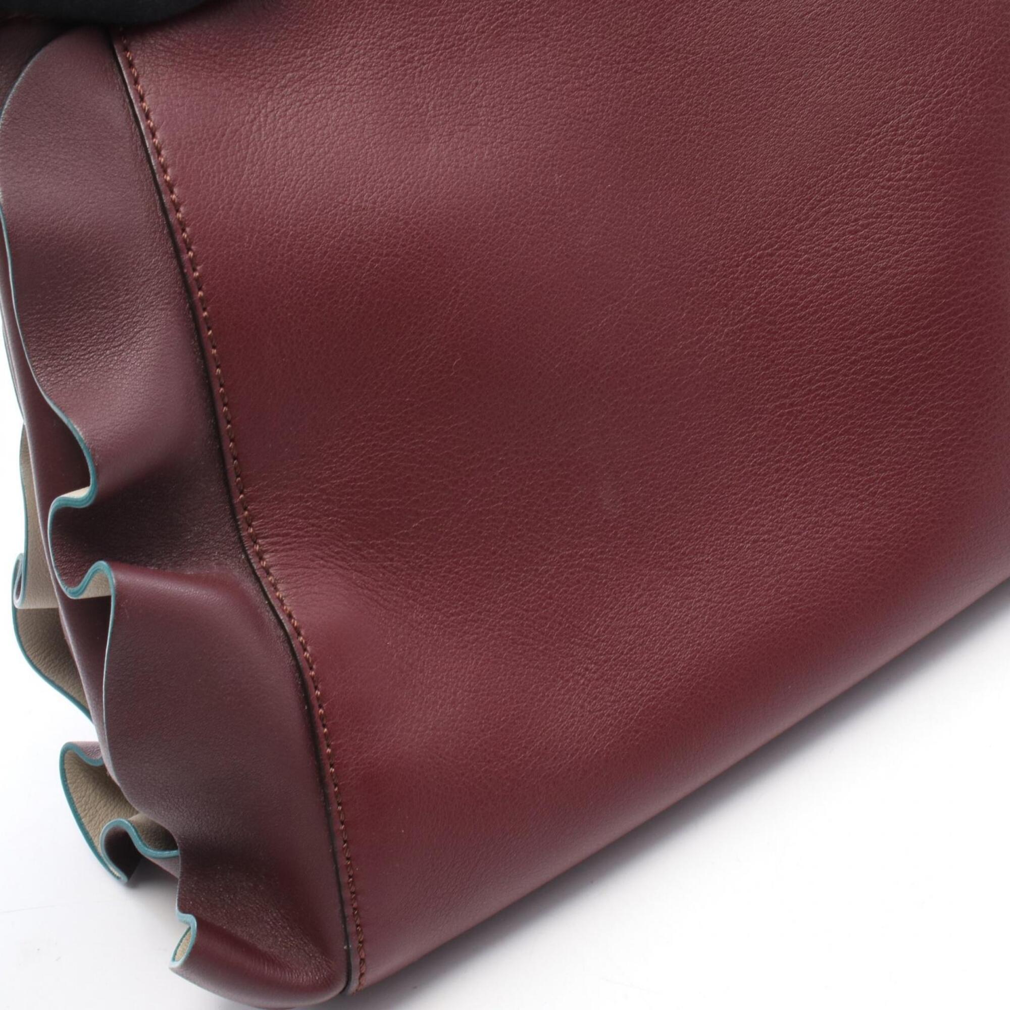 Fendi Bordeaux Leather Handbag (Pre-Owned)