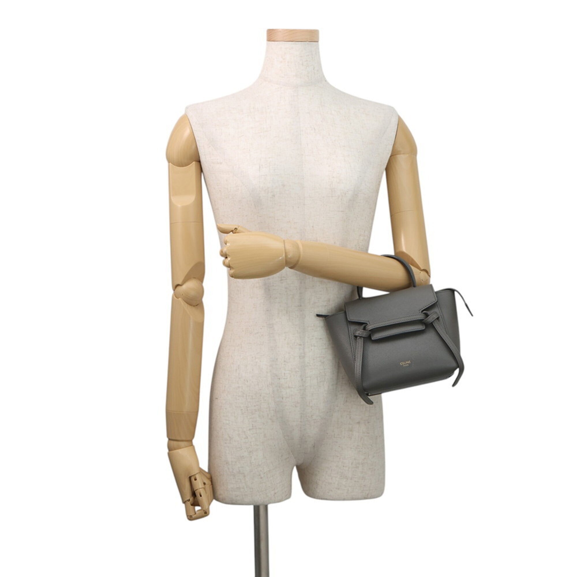 Celine Gray Leather Handbag Shoulder Bag (Pre-Owned)