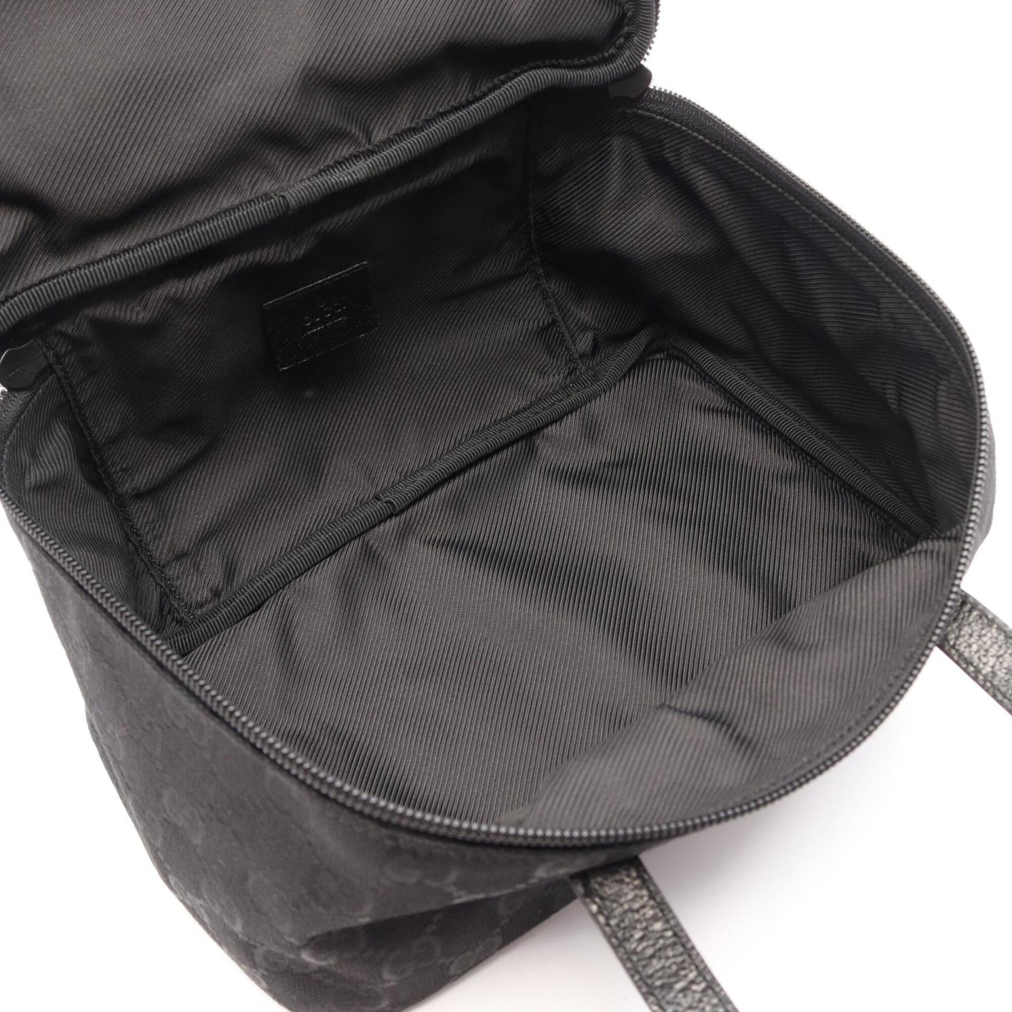 Gucci Gg Canvas Black Gg Canvas Leather Handbag (Pre-Owned)
