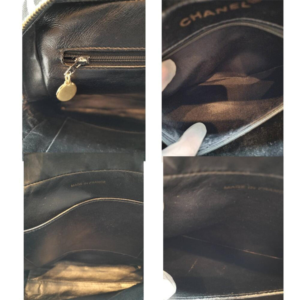 Chanel Black White Canvas Handbag (Pre-Owned)