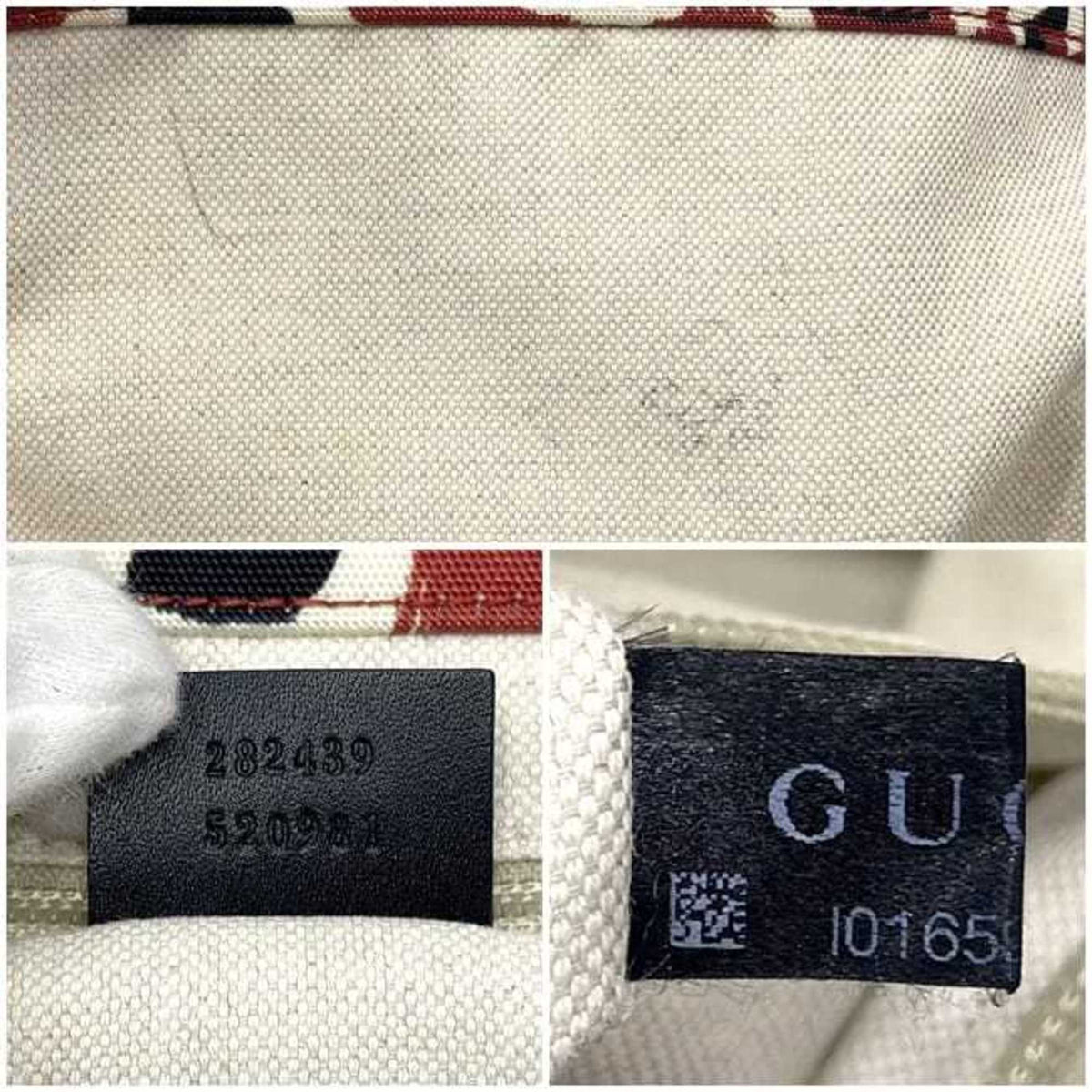 Gucci Black Red Color Canvas Leather Handbag Tote Bag (Pre-Owned)
