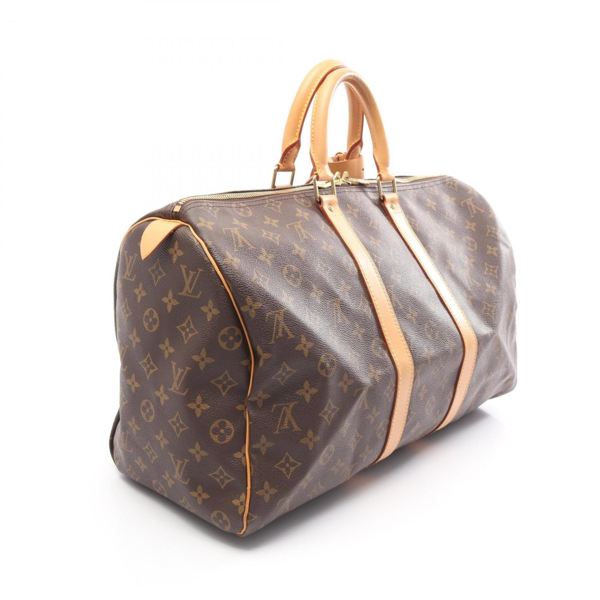 Louis Vuitton Brown Monogram Coated Canvas Leather Boston Bag Handbag (Pre-Owned)
